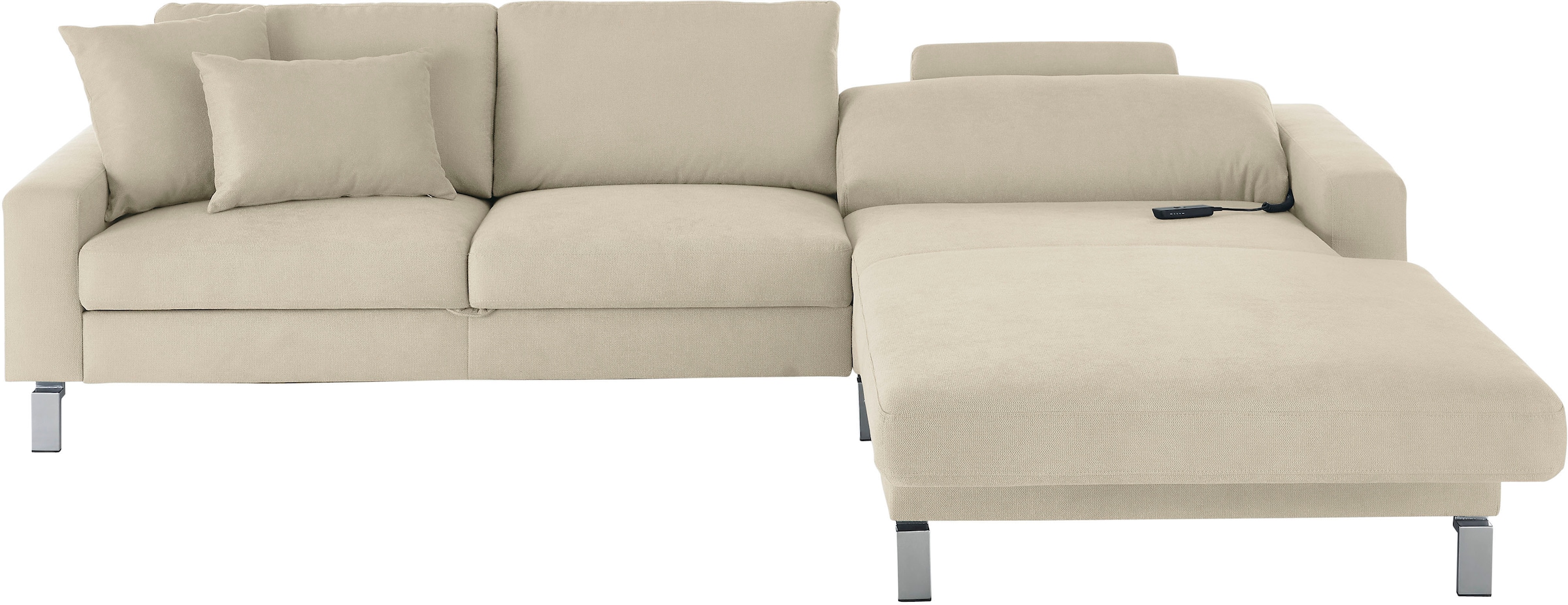 3C Candy Ecksofa »Lecce, wahlweise PUR-Schaumstoff oder Tonnentaschenfederkern« Bett im 2,5-Sitzer, teilmotorische Schlaffunktion im Longchair, L-Form