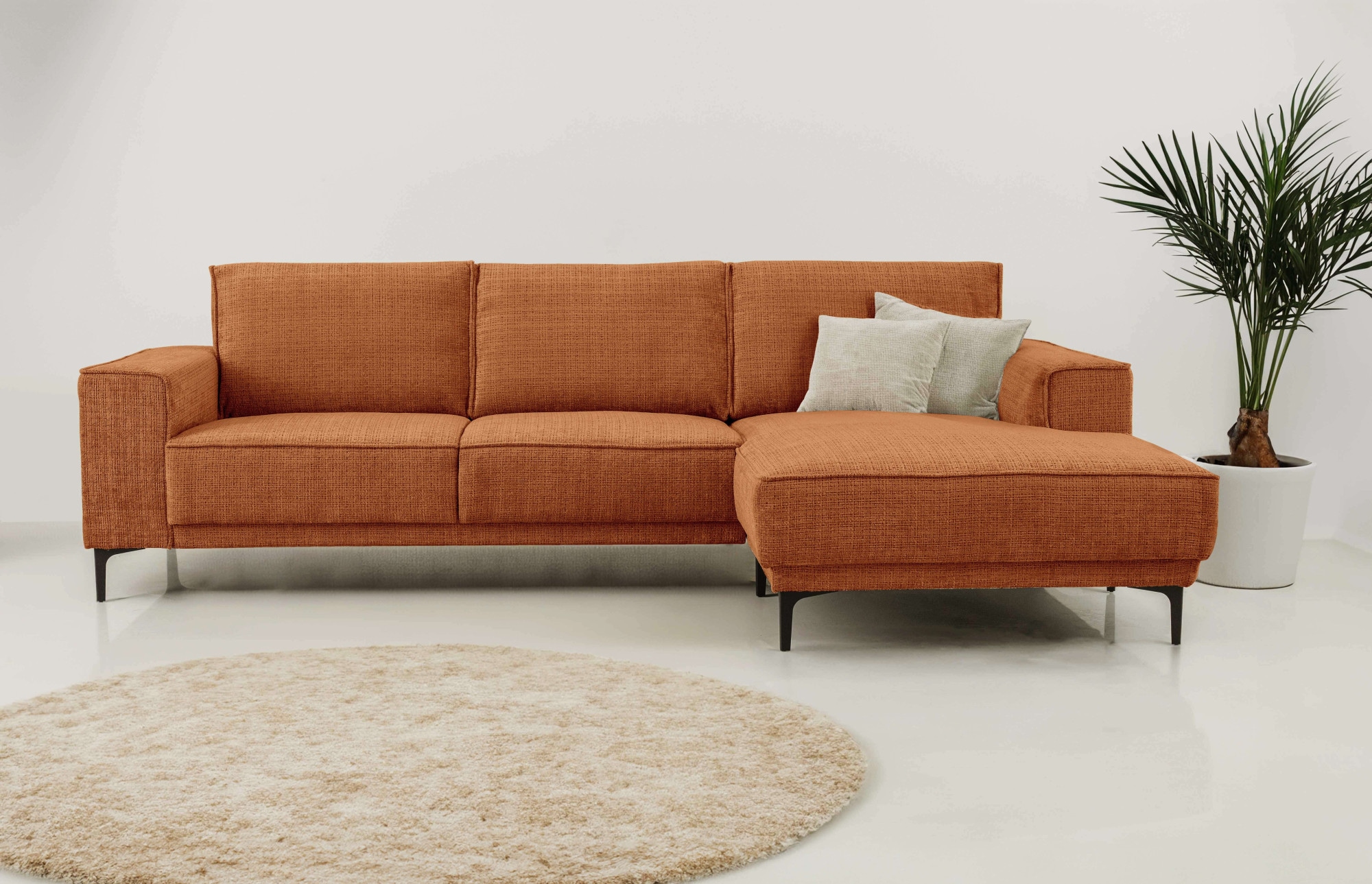 Places of Style Ecksofa "Polsterecke Oland, Struktur, Flachgewebe, Luxus-Mi günstig online kaufen