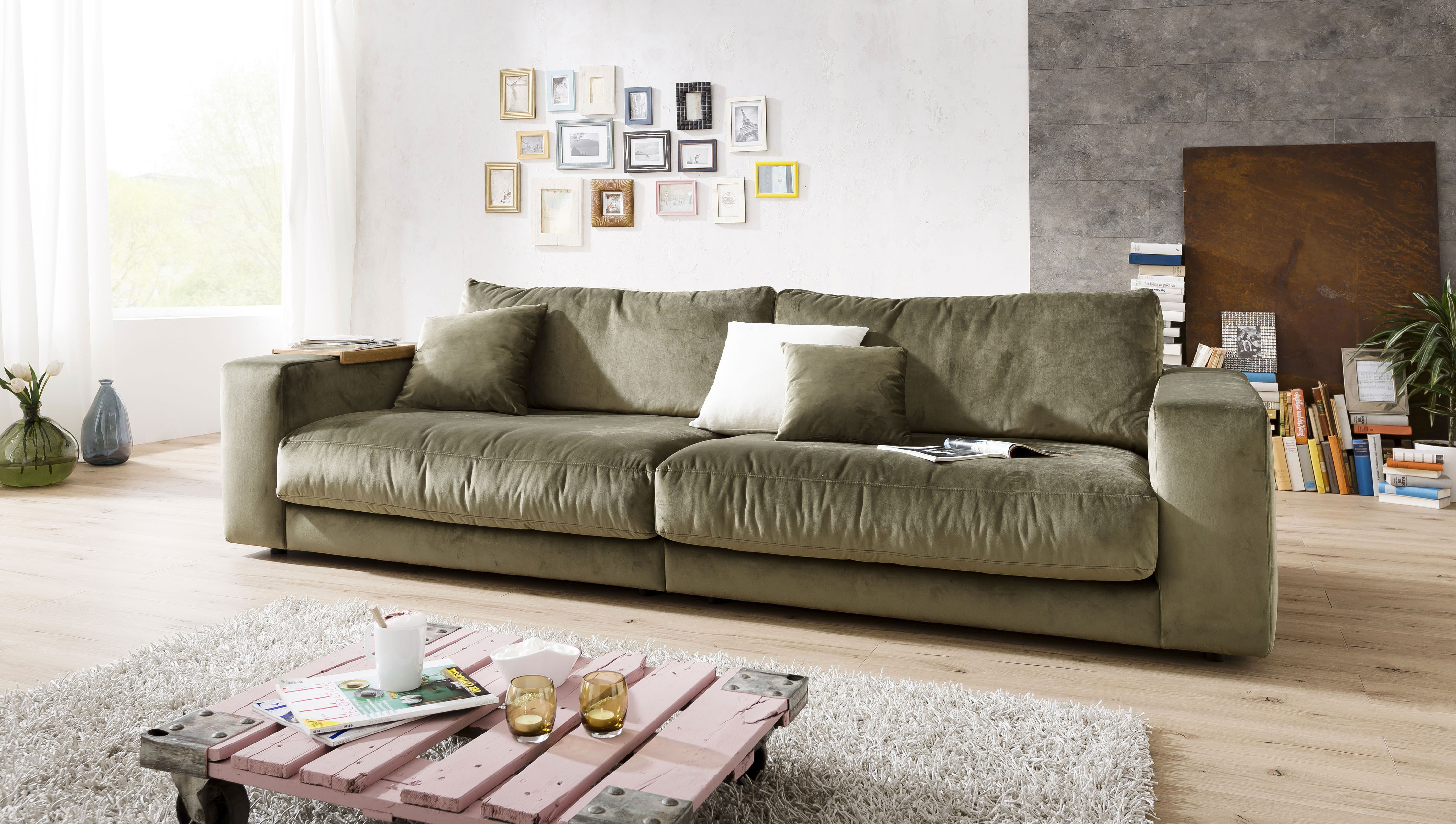 3C Candy Big-Sofa "Enisa II" incl. 1 Flatterkissen, Wahlweise mit Flecken-Schutz-Bezug Easy care