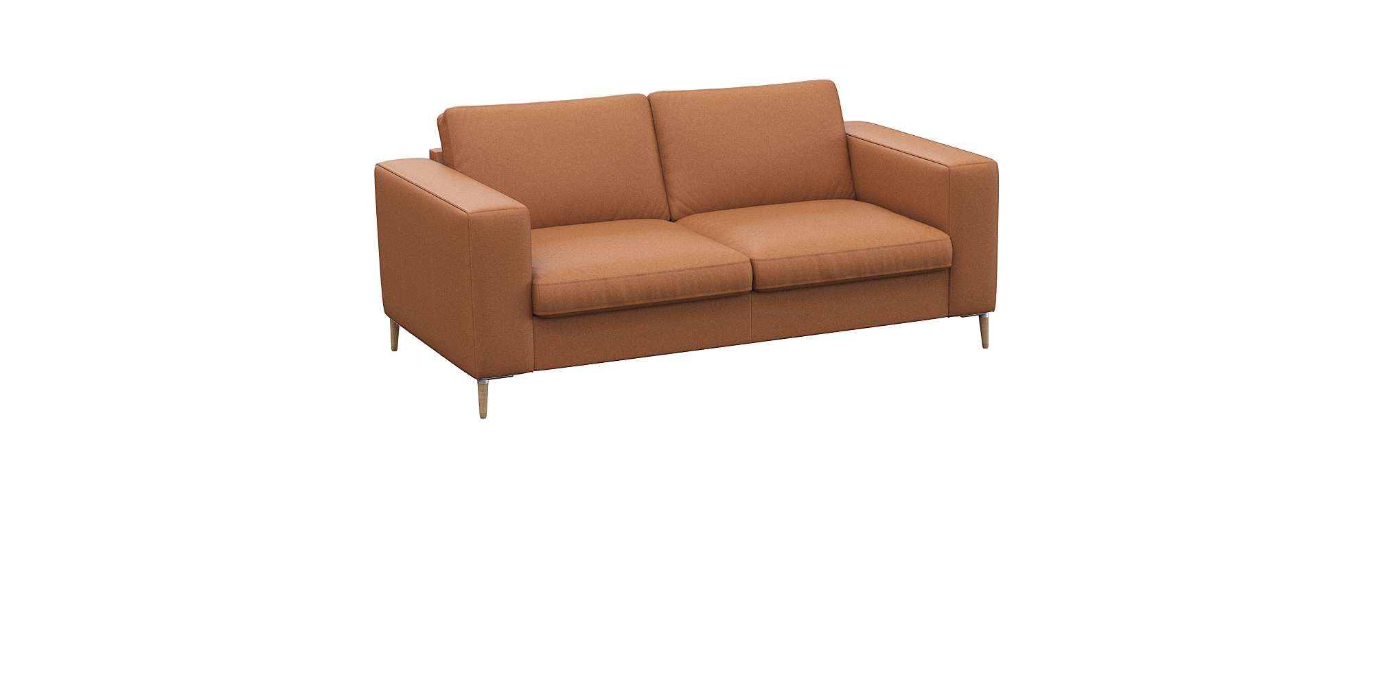 FLEXLUX 2-Sitzer »Fiore Designsofa, bequem und komfortabel durch hochwertigen Sitzaufbau«, breite Armlehnen, Kaltschaum, Füße Alu+ Eiche