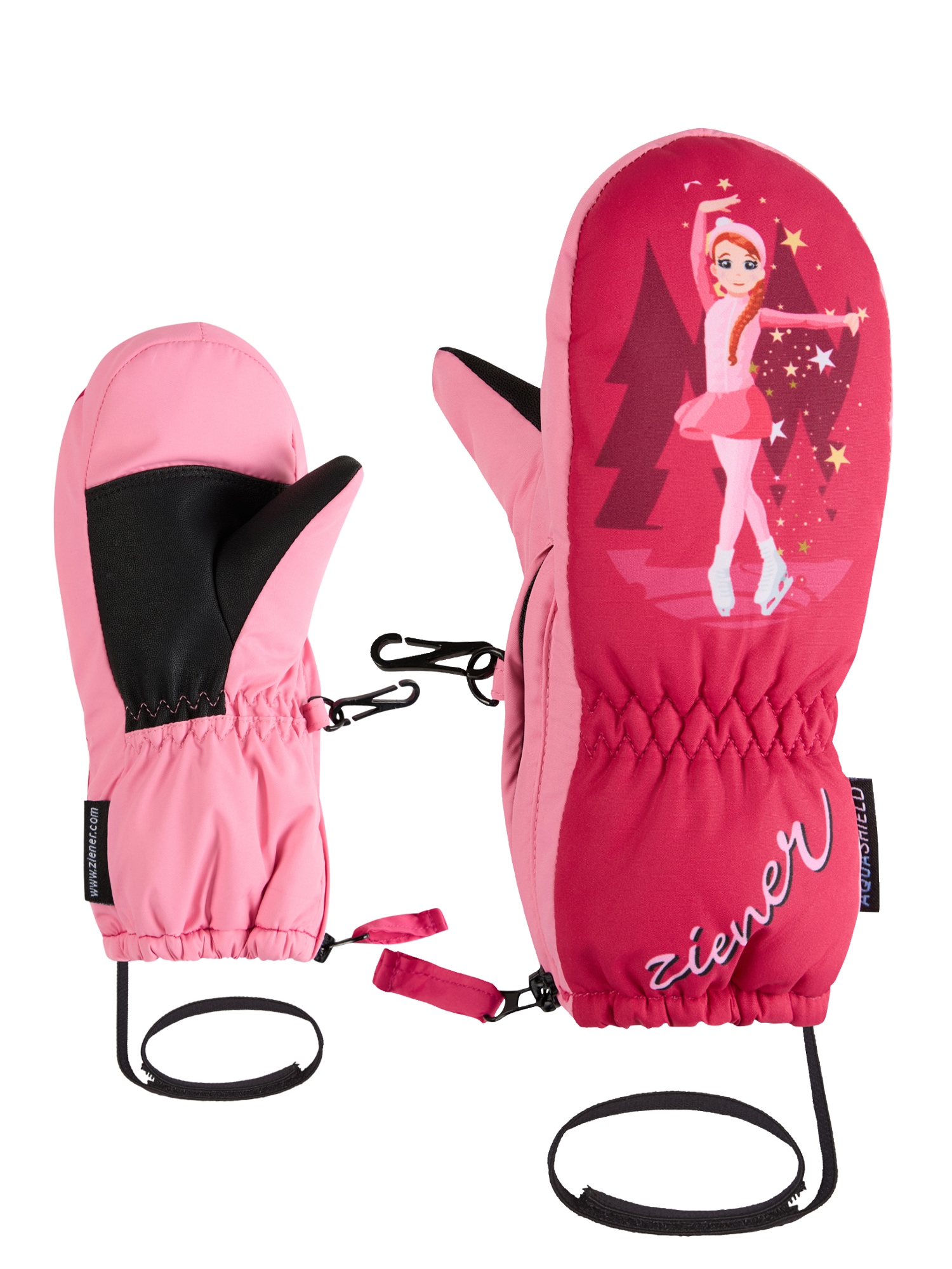 Ziener Fäustlinge "LEPRINT-Z AQUASHIELD Kinder" warm, wasserdicht, windddicht, atmungsaktiv, langer Reißverschluss