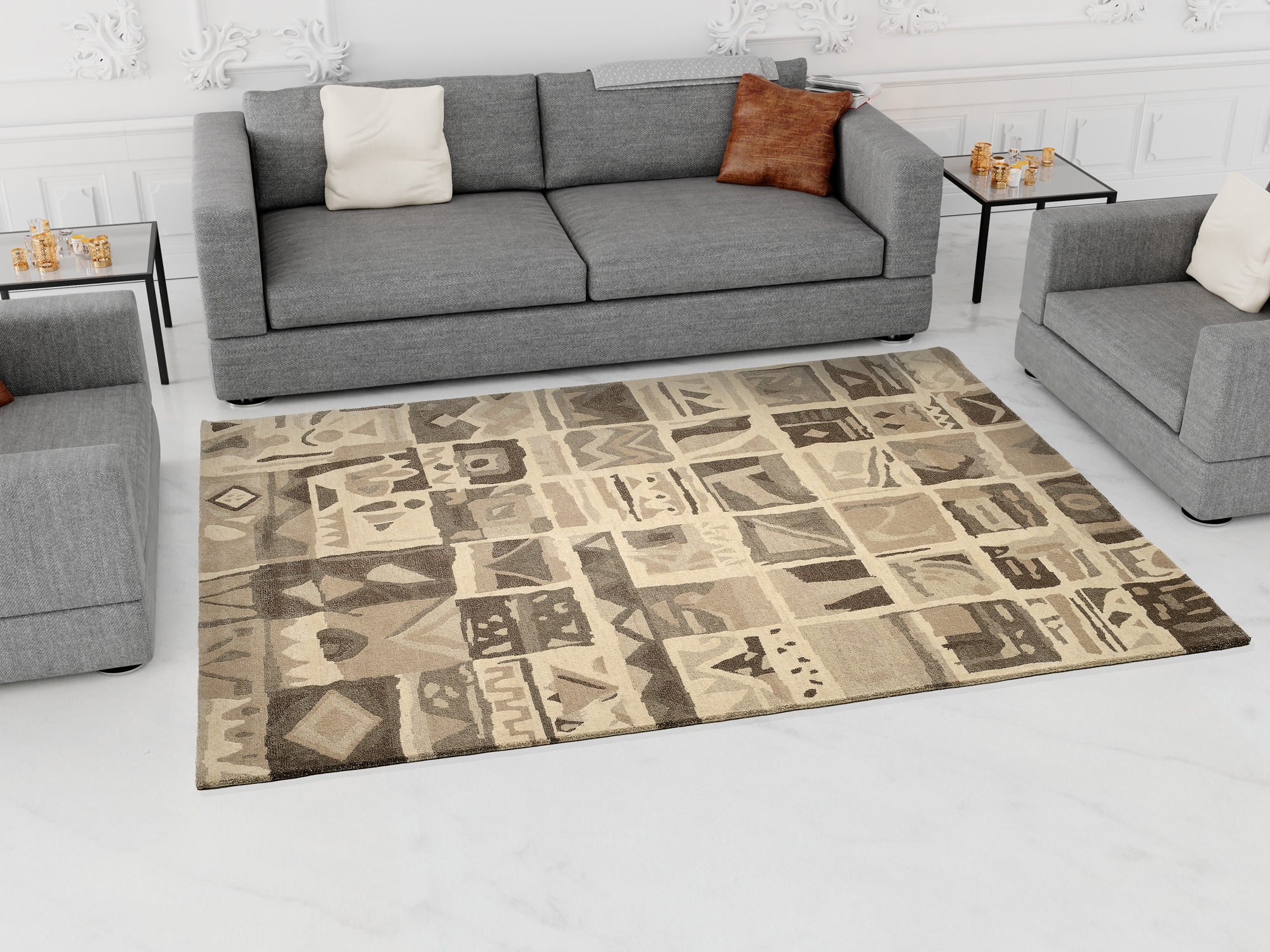 OCI DIE TEPPICHMARKE "AWARD SUNTALI" rechteckig 10 mm Höhe handgeknüpft, echter Design Teppich aus Nepal. 100% Naturfaser