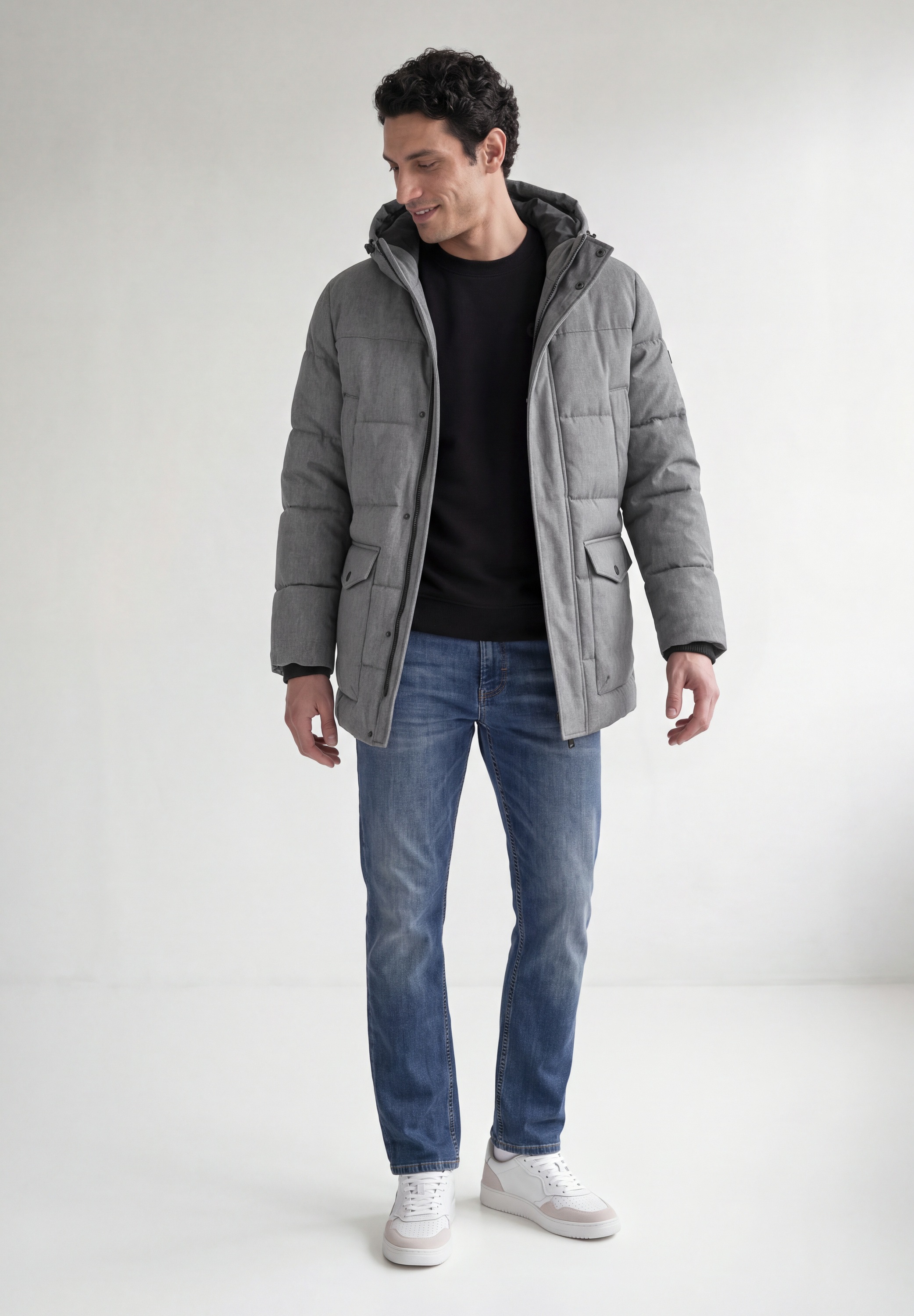 STREET ONE MEN Steppjacke mit Kapuze mit moderner Steppung