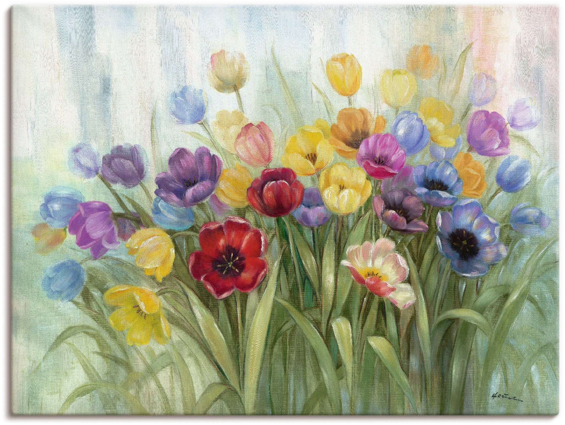 Artland Wandbild »Tulpenwiese I«, Blumenwiese, (1 St.), als Leinwandbild, Poster in verschied. Größen