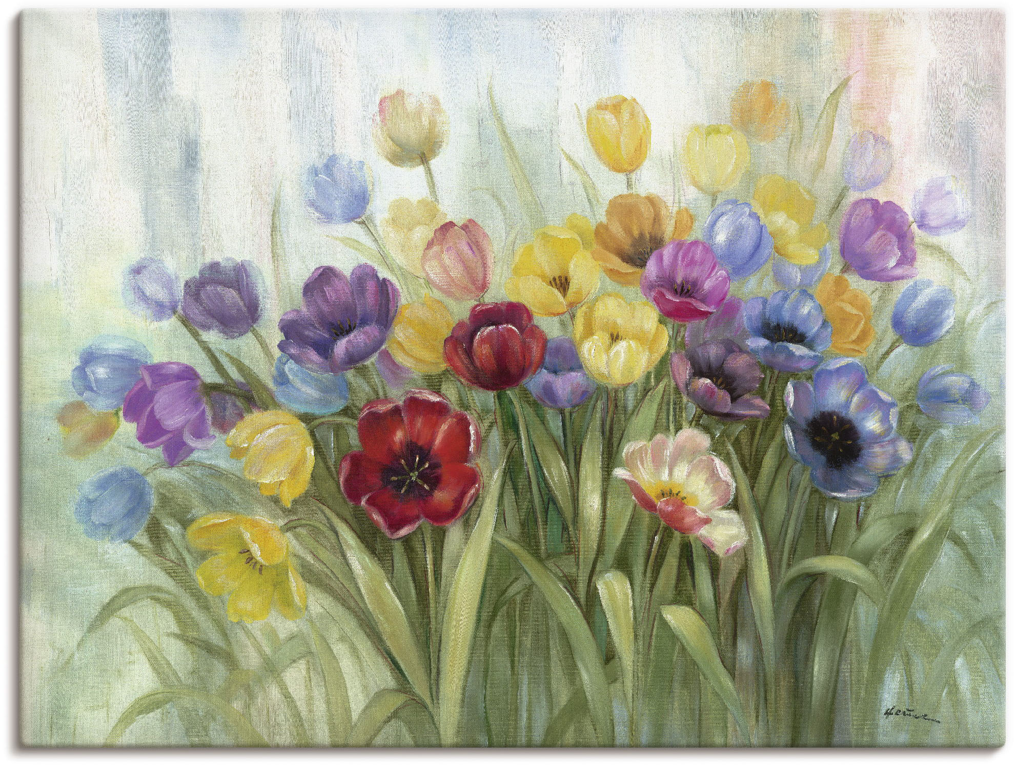 Artland Wandbild "Tulpenwiese I" Blumenwiese 1 Stk. tlg. als Leinwandbild, Poster in verschied. Größen