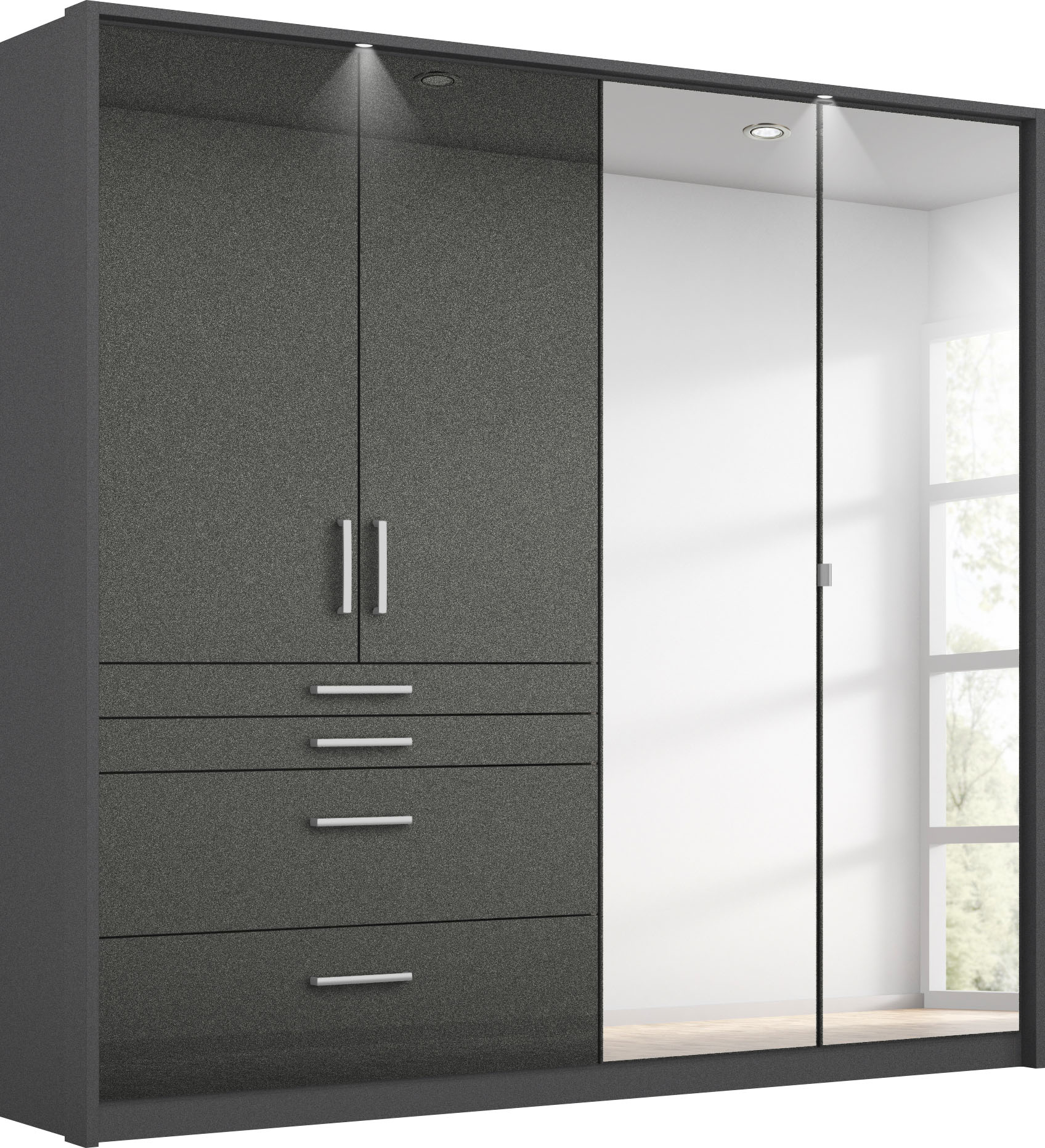rauch Drehtürenschrank "Kleiderschrank Schrank Garderobe Garderobenschrank HOMBURG" inkl. Passepartout, oberer Schubkasten mit Einteilung MADE IN GERMANY