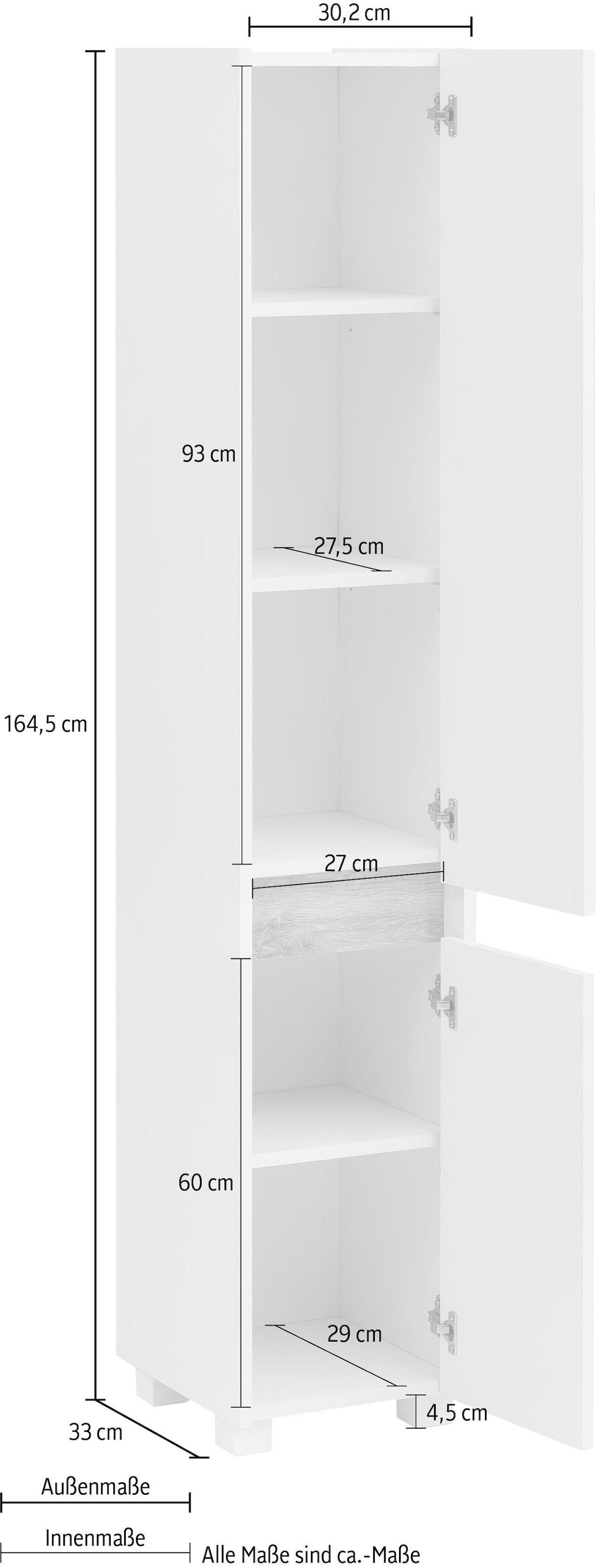 Schildmeyer Hochschrank »Cosmo«, Höhe 164,5 BAUR modernen Blende | kaufen im Badezimmerschrank, Wildeiche-Look cm