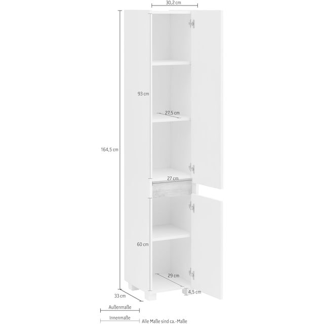 Schildmeyer Hochschrank »Cosmo«, Höhe 164,5 cm, Badezimmerschrank, Blende  im modernen Wildeiche-Look kaufen | BAUR