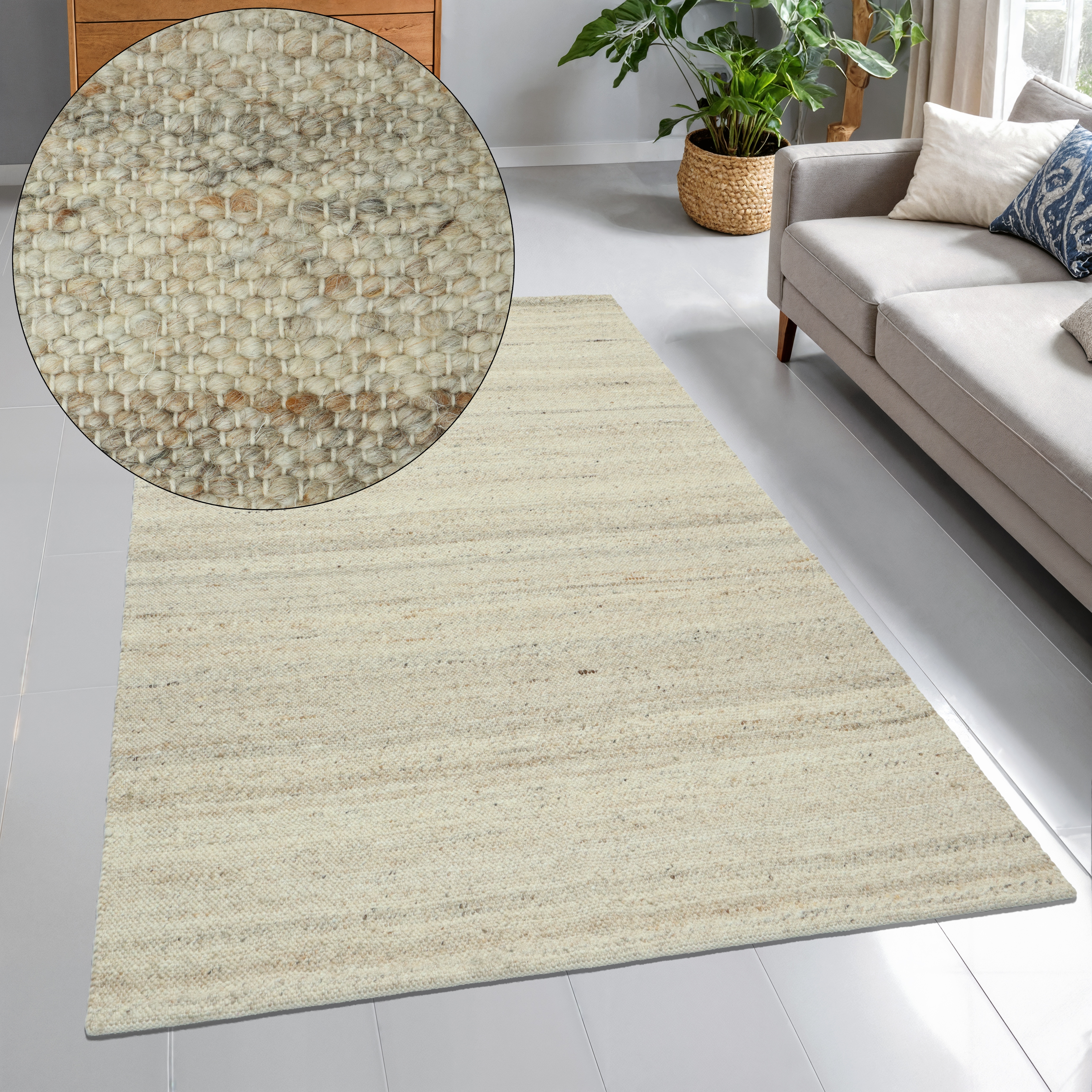 OTTO home Teppich "Naddia, Webstruktur, Naturtöne" rechteckig 9 mm Höhe Zeitloses Design, meliert, Wohnzimmer, Schlafzimmer, Esszimmer