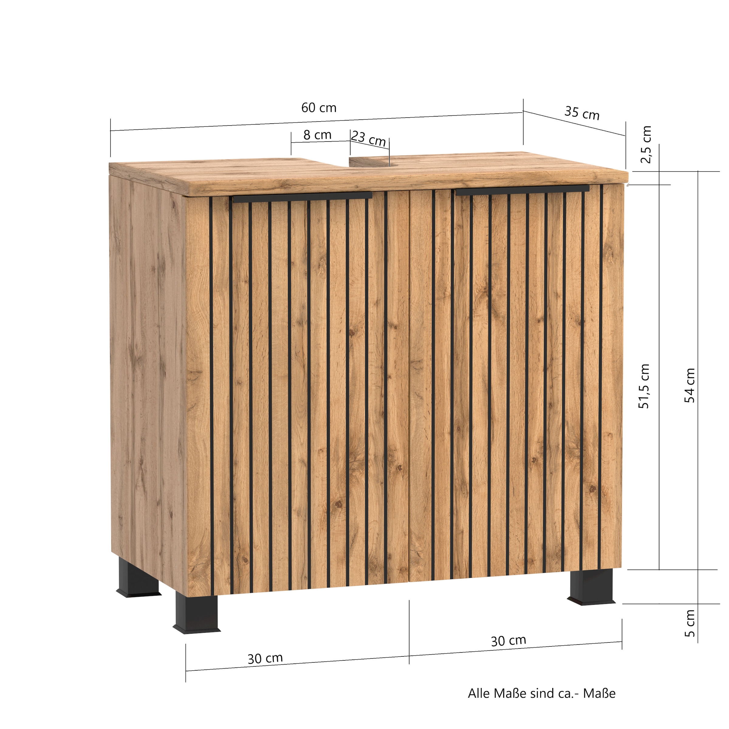 welltime Waschbeckenunterschrank, Welltime, Breite 60 cm, 2-türig, gedämpft