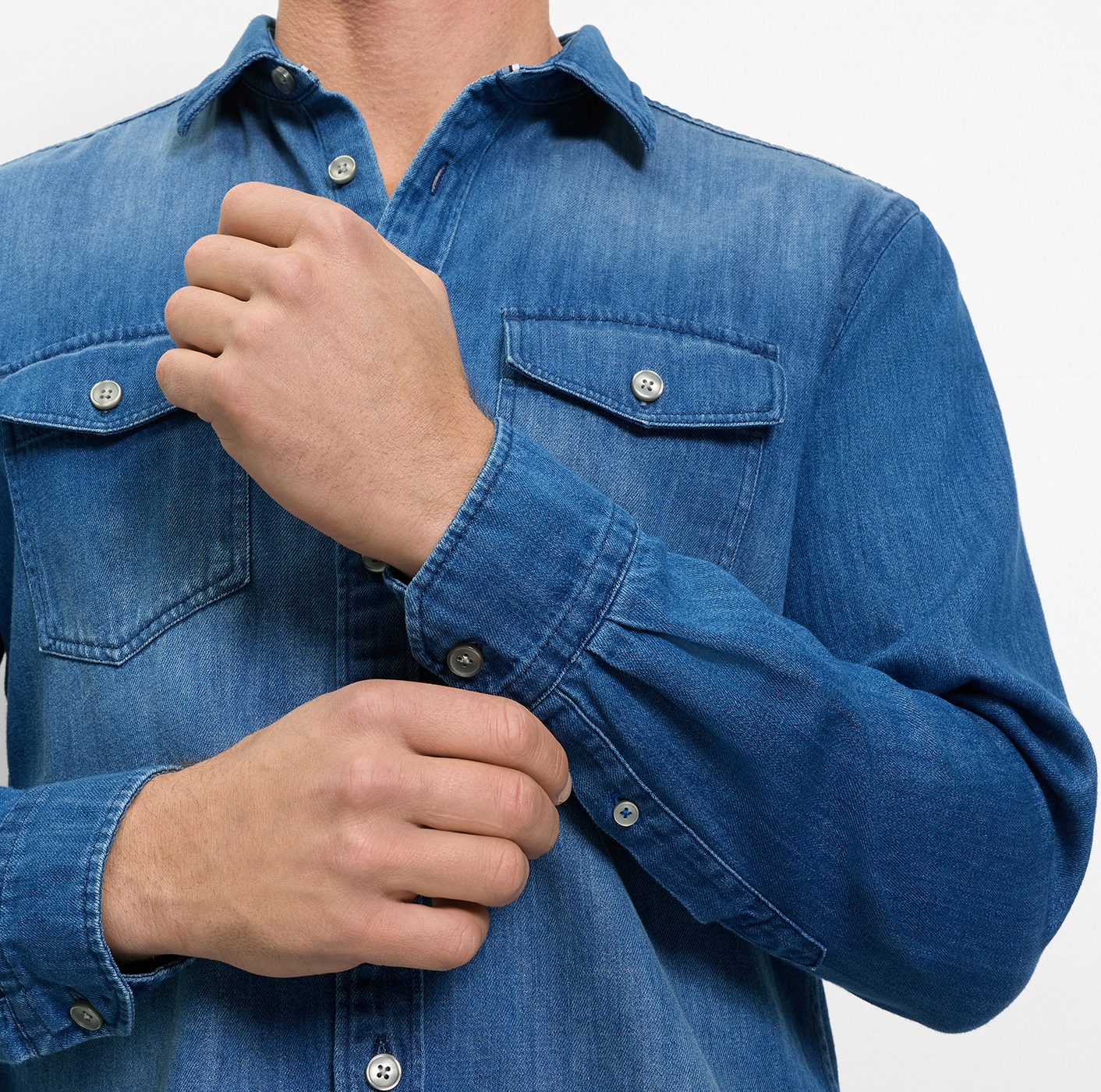 OLYMP Jeanshemd »Casual« im Denim-Look, Kentkragen