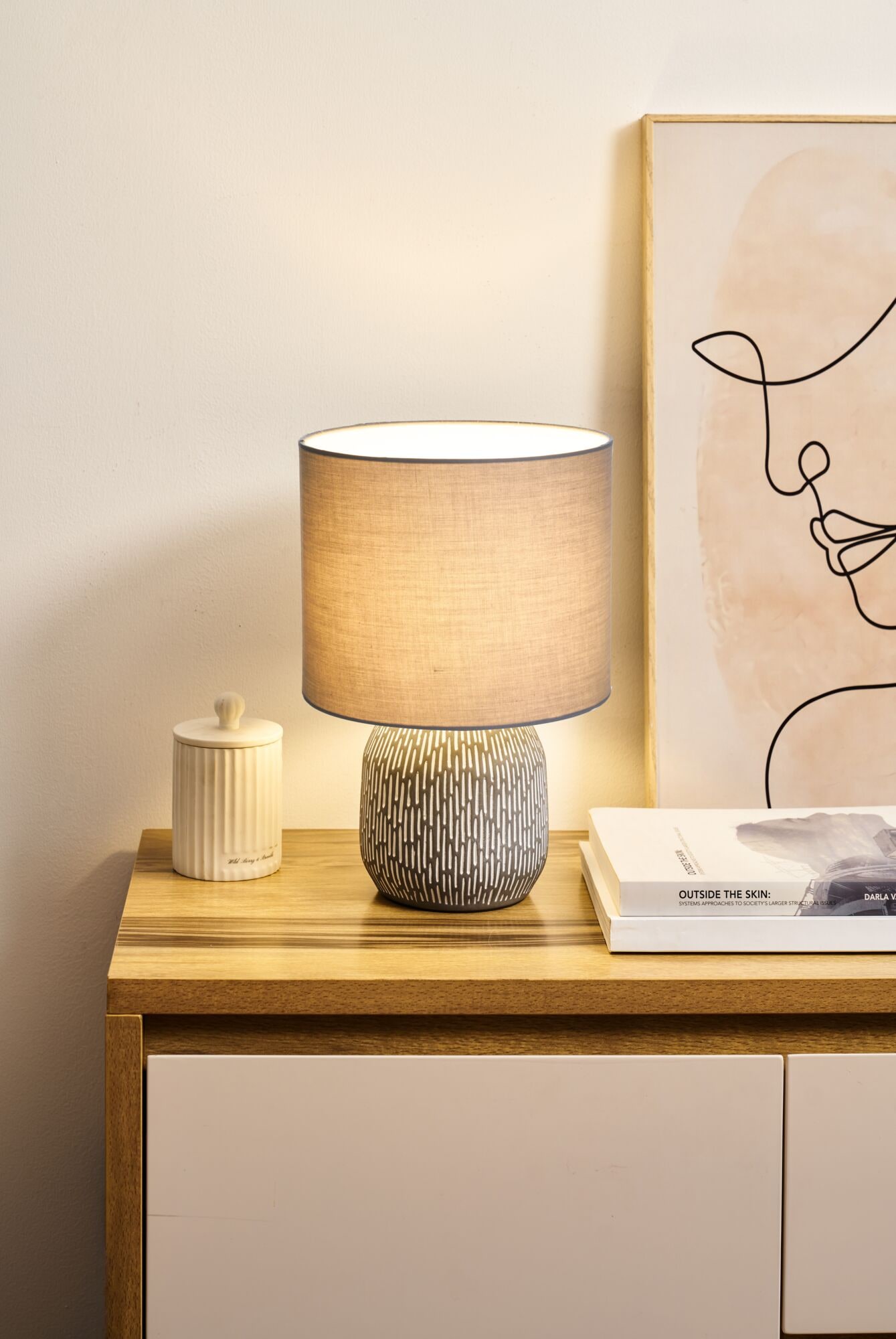 Pauleen Tischleuchte »Playful Glimmer max.20W E14 Steingrau/Beige 230V Stoff/Keramik« E14 1 Stk. IP20