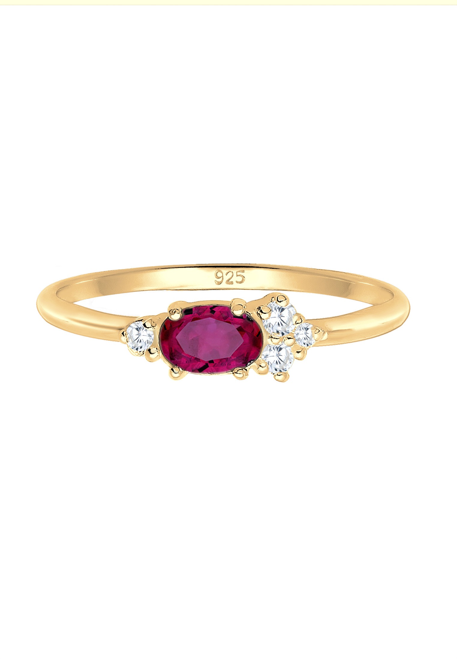 Elli Premium Verlobungsring »Zirkonia Synthetischer Rubin Pink 925 Sterling Silber vergoldet«