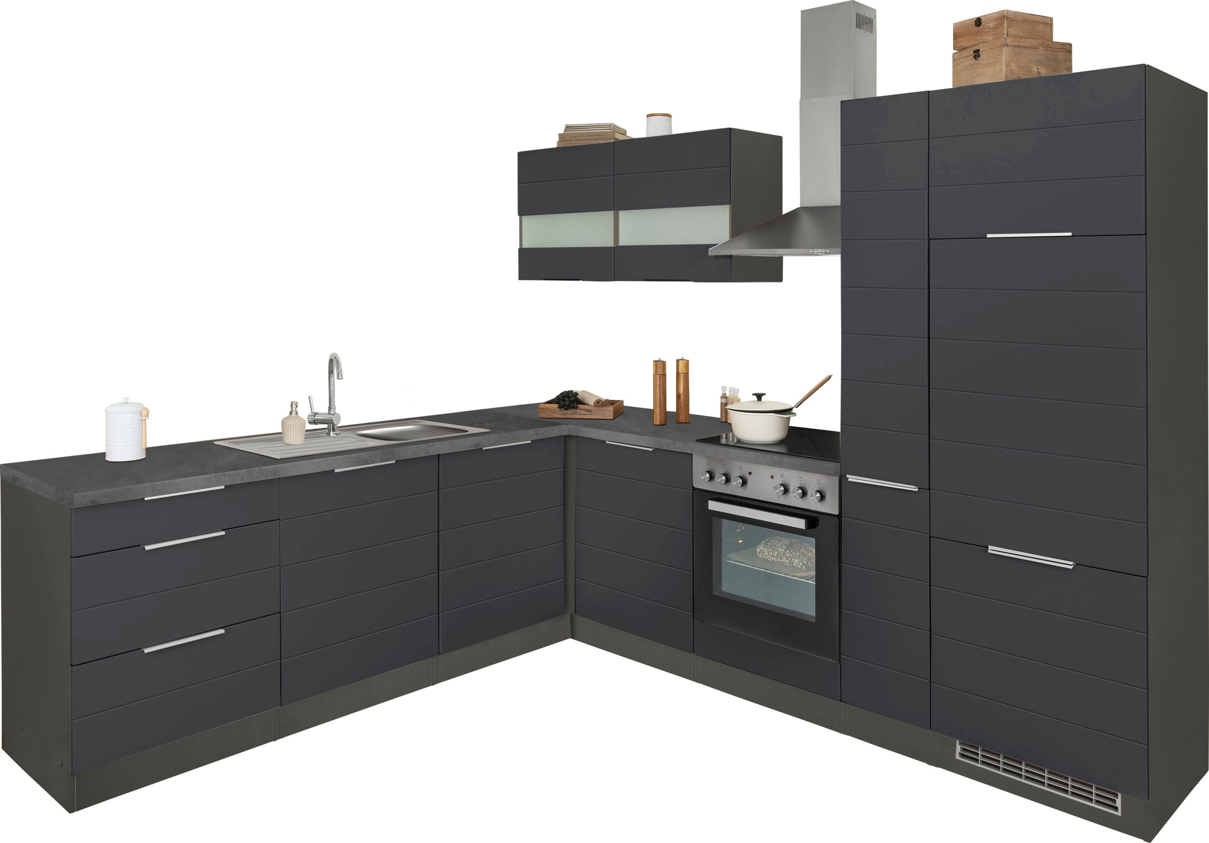 KOCHSTATION Kleiderschrank "KS-Luhe" Stellbreite 240x270 cm, wahlweise mit oder ohne E-Geräten, MDF-Fronten