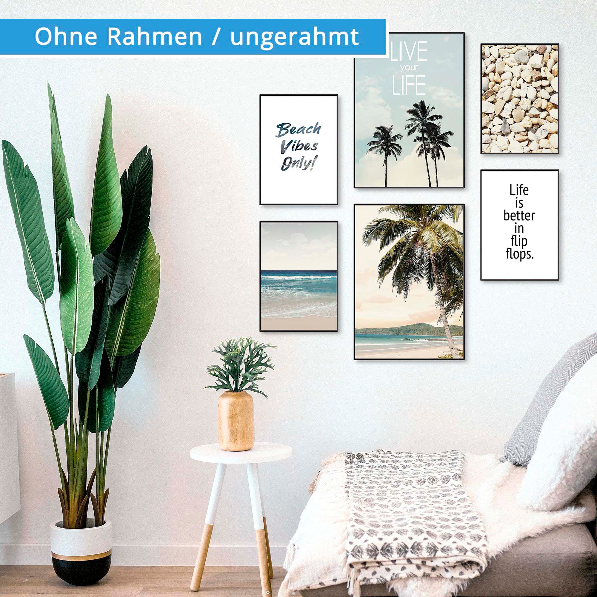 BAUR Palmen«, (6 kaufen »Strandleben unter Poster | Wandbild, Artland Poster, Bild, Strand, St.), Wandposter