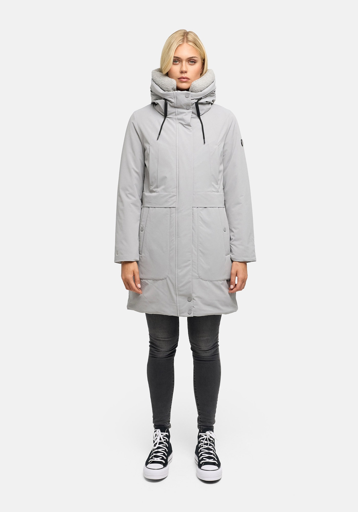 Marikoo Parka "Pakaami" mit Kapuze Winterparka mit Kapuze, Teddyfutter, aufgesetzten Taschen