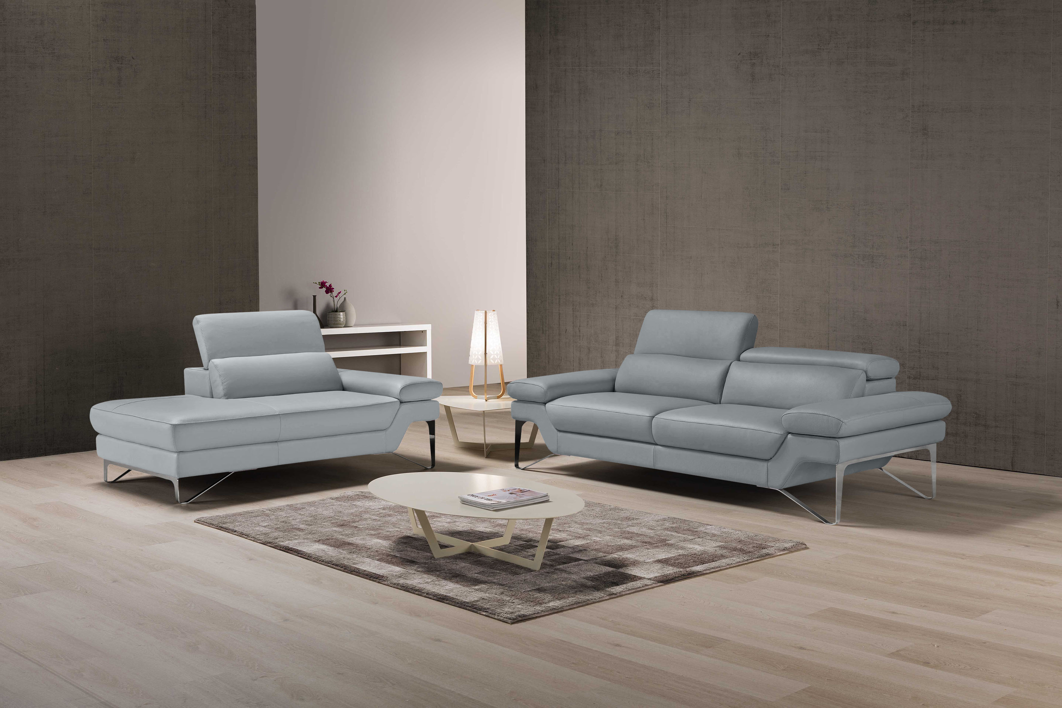 Egoitaliano Polstergarnitur "Princess Design und Sitzkomfort im Einklang, bequem und hochwertig" Set aus 2,5 Sitzer und freitehende Ottomane, Kopfstützen verstellbar