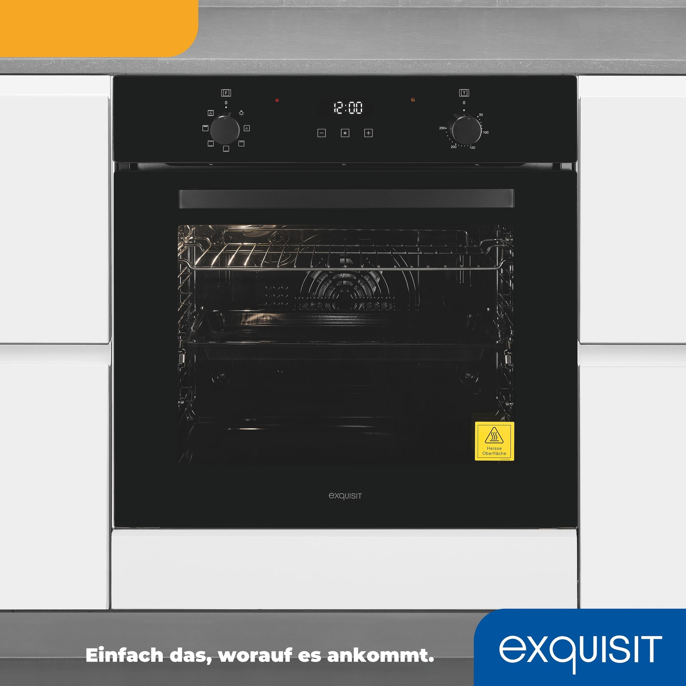 exquisit Einbaubackofen  »EBE278-U-020 schwarz«, mit Teleskopauszug nachrüstbar