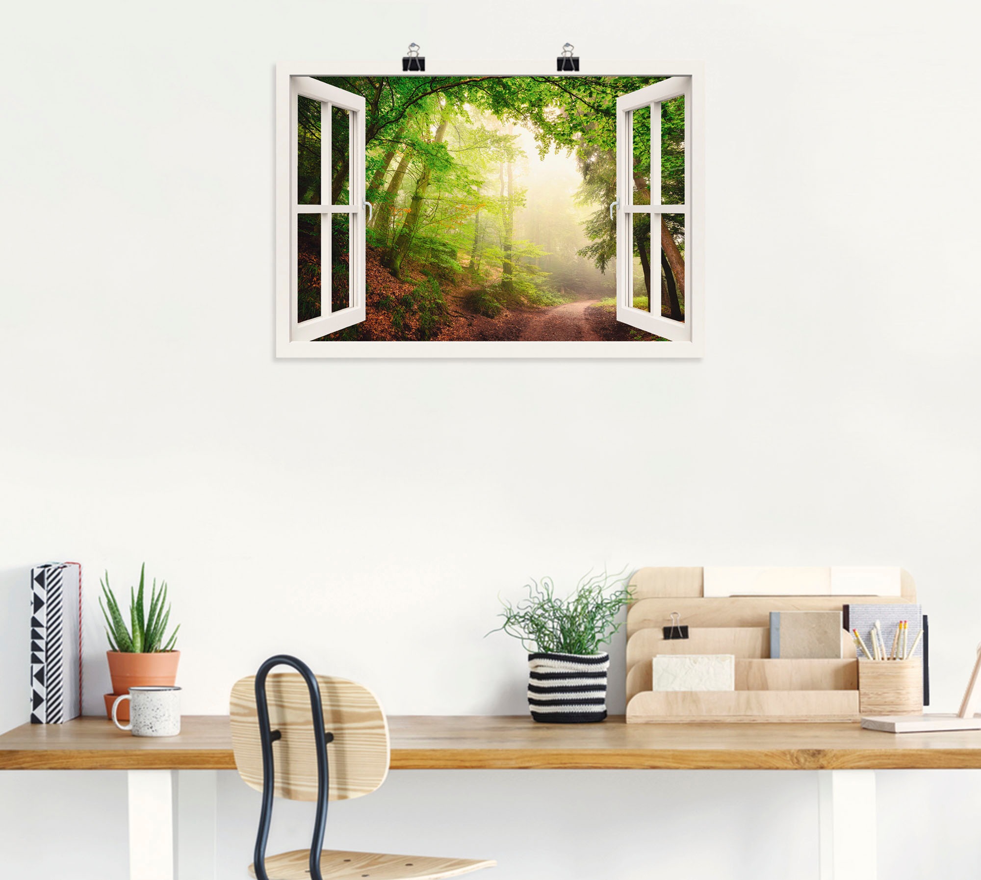 Artland Wandbild "Fensterblick Torbögen durch Bäume", Wald, (1 St.), als Le günstig online kaufen