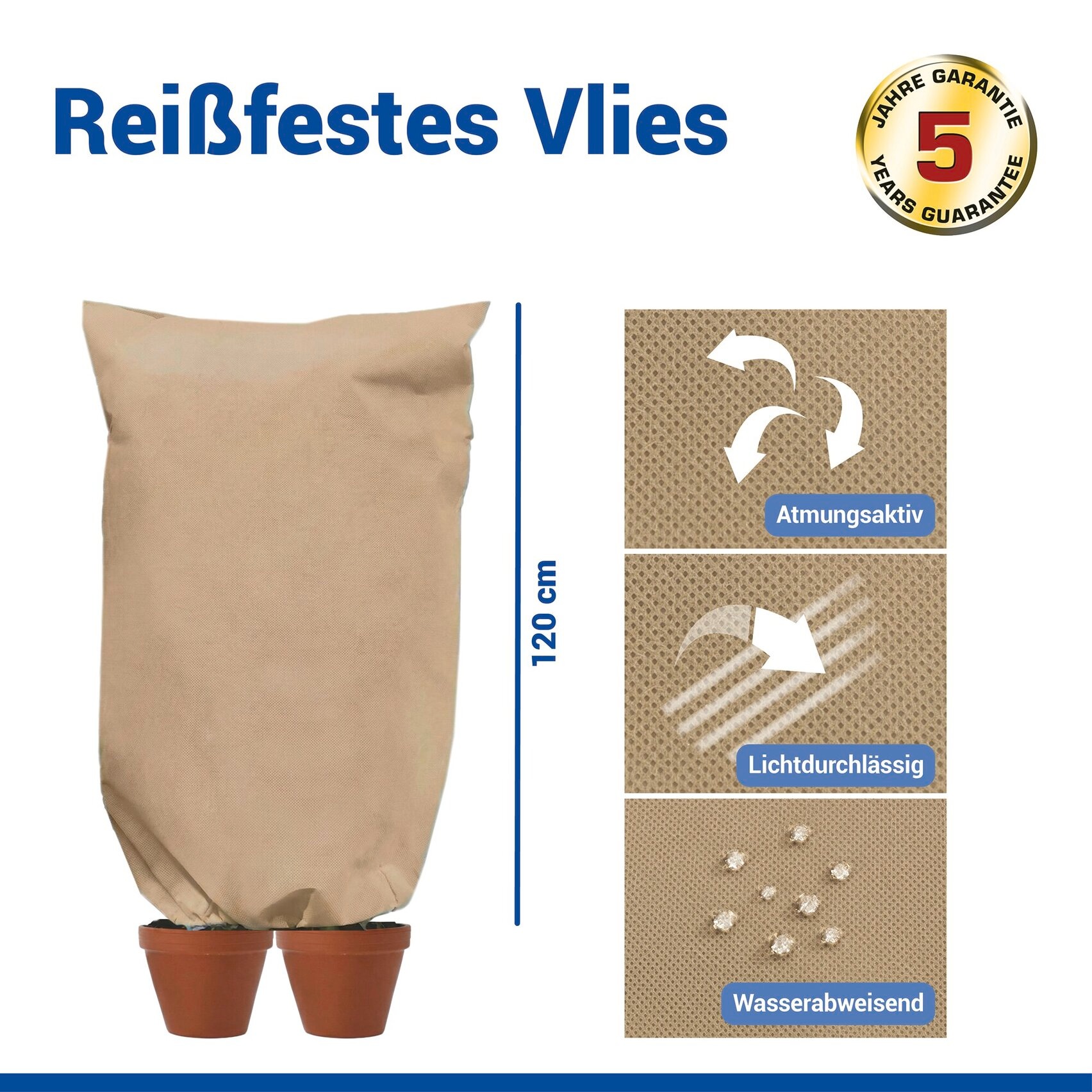 Maximex Winterschutzhaube »Pflanzenschutz-Vlies, 100x120 cm« reißfestes Vlies, mit Reißverschluss und Zugband, BxH: 100x120 cm