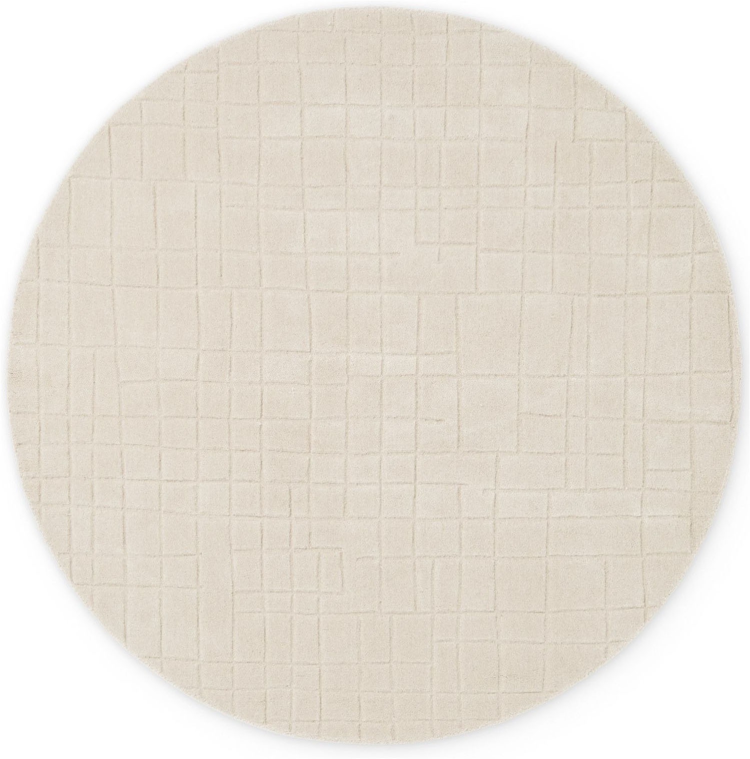 Villeroy & Boch Wollteppich »Kenso« rund 15 mm Höhe Wolle, Kariert, Natur, Handgemacht, Wohnzimmer, Schlafzimmer, Hygge