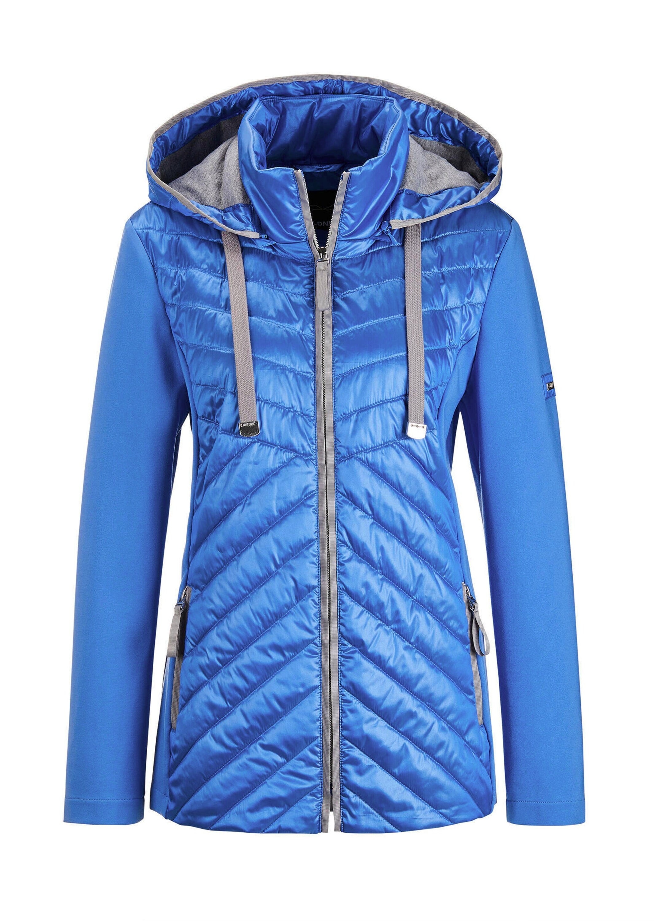 GOLDNER Kurzjacke "Kurzgröße Steppjacke mit abnehmbarer Kapuze" Kontrastfarbige Blenden und Details