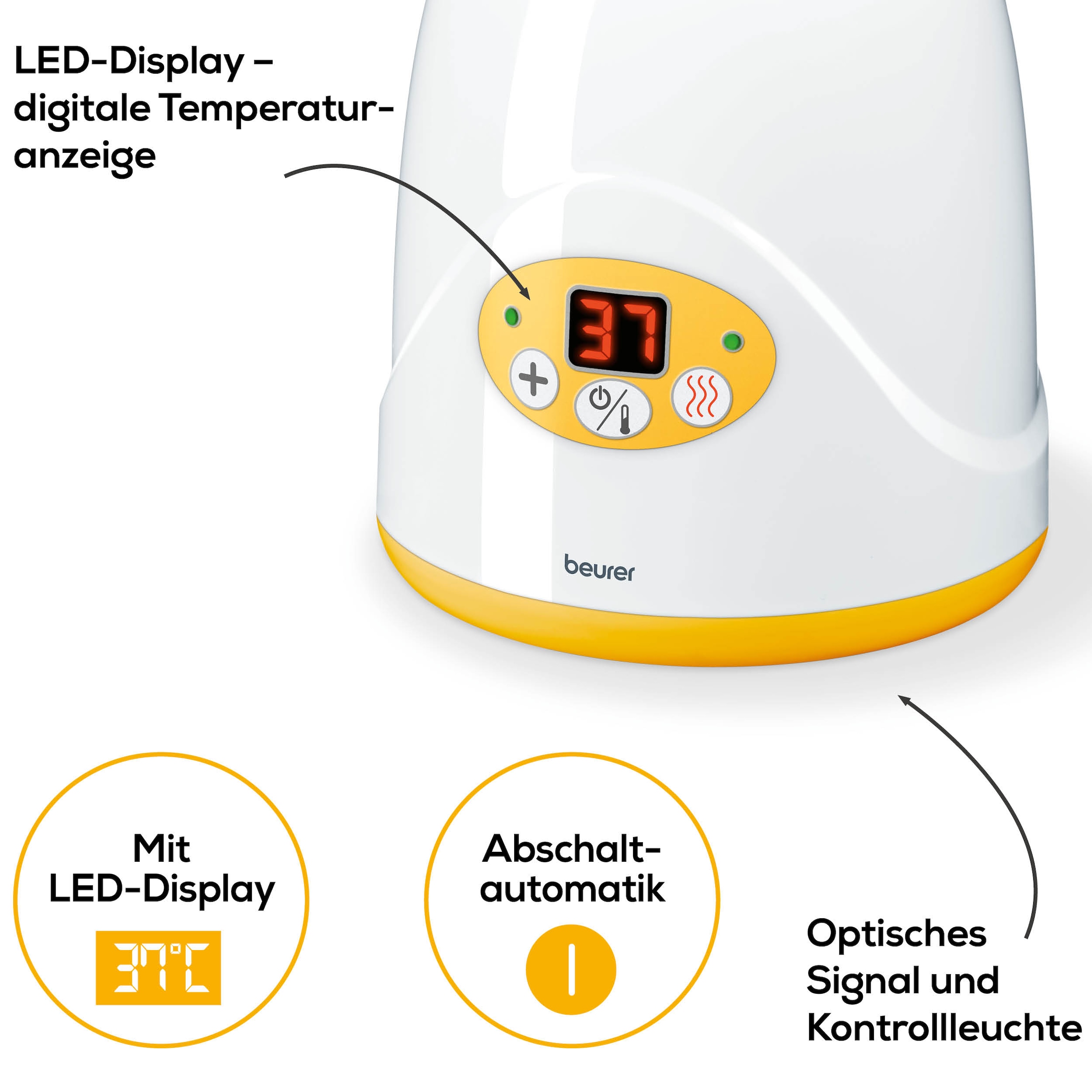 BEURER Babyflaschenwärmer »BY 52 Fläschchenwärmer, 2-in-1: Erwärmen & Warmhalten von Babynahrung«, Geeignet für alle handelsüblichen Fläschchen und Gläschen