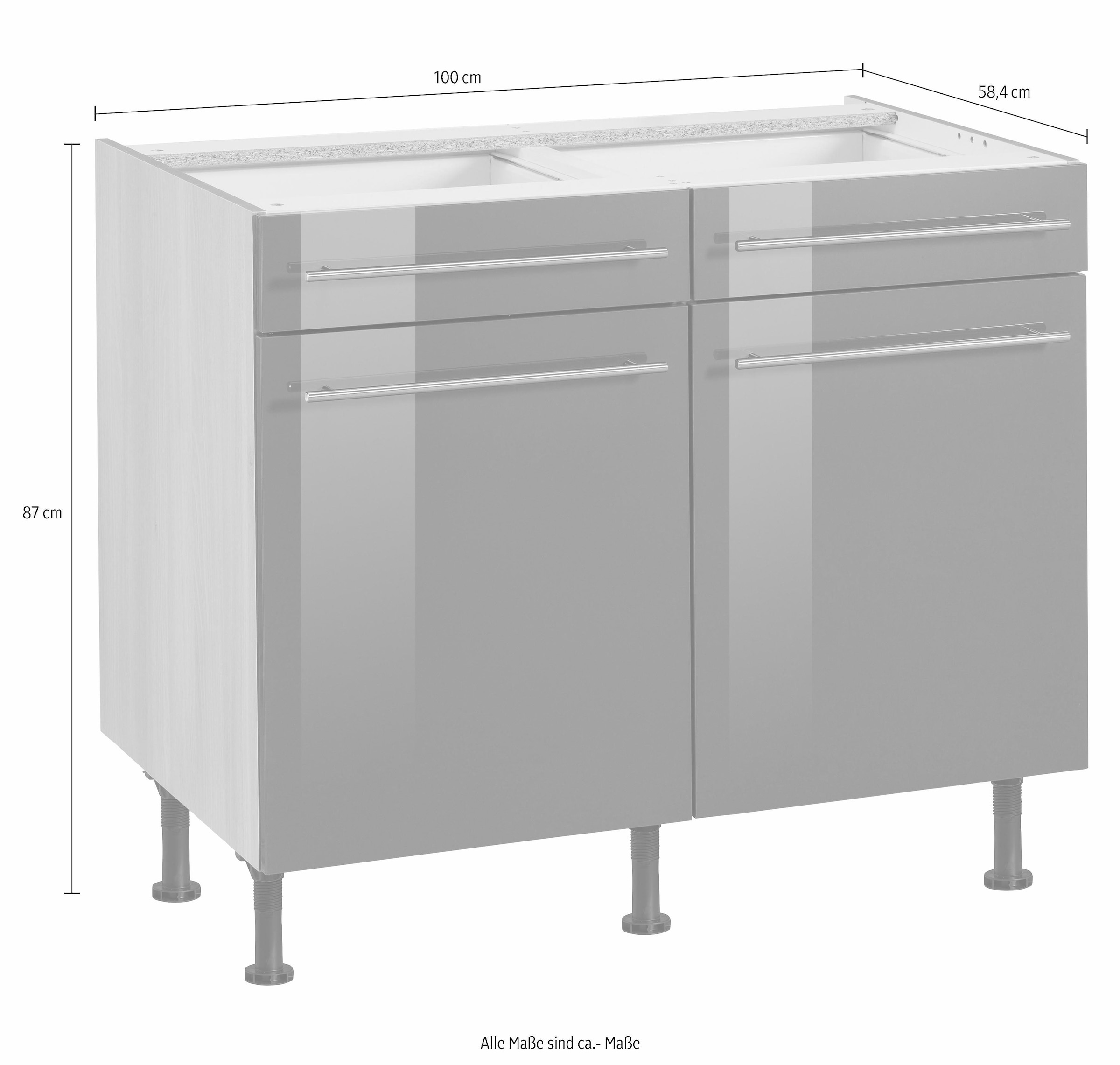 breit, mit »Bern«, 100 OPTIFIT Unterschrank Schubkästen, Türen, | 2 höhenverstellbare Füße 2 cm BAUR