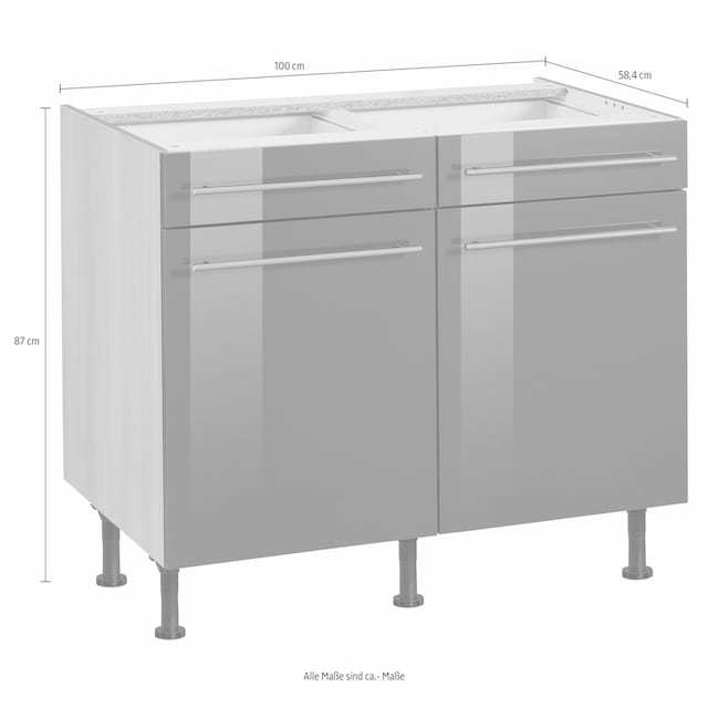 OPTIFIT Unterschrank »Bern«, 100 cm breit, mit 2 Türen, 2 Schubkästen, höhenverstellbare  Füße | BAUR