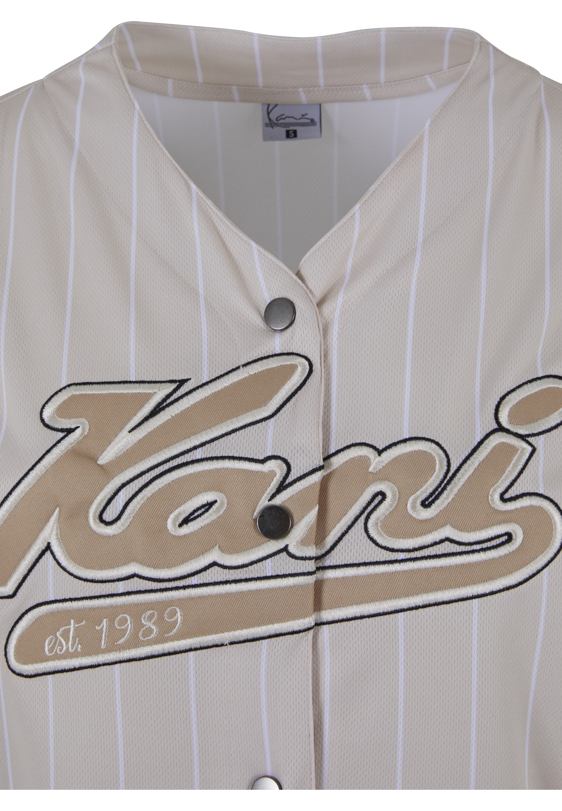 Karl Kani Kurzarmshirt »Karl Kani Damen KW233-035-1 KK Varsity Pinstripe Baseball Shirt« 1