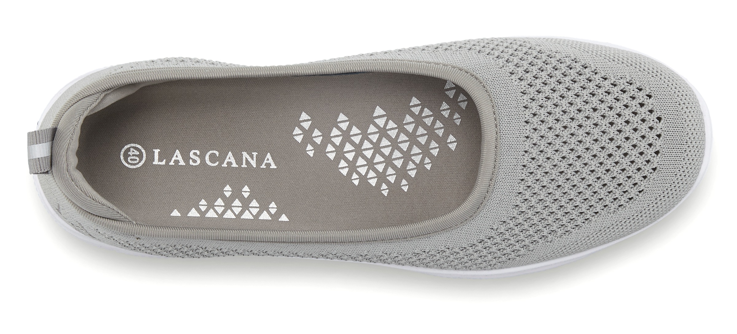 Sneaker Ballerinas LASCANA "Halbschuh, Slip-On-Sneaker", Damen, Gr. 40, grau, Obermaterial: 100% Textilmaterial. Decksohle: 100% Textilmaterial. Futter: 100% Textilmaterial. Laufsohle: 100% Synthetik, unifarben, Schuhe Ballerina, zum Reinschlüpfen VEGAN,  2