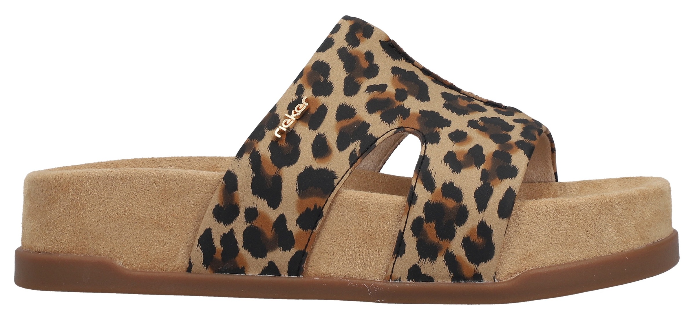 Rieker Pantolette  Sommerschuh, Strandschuh, Urlaubsschuh in Leo-Optik