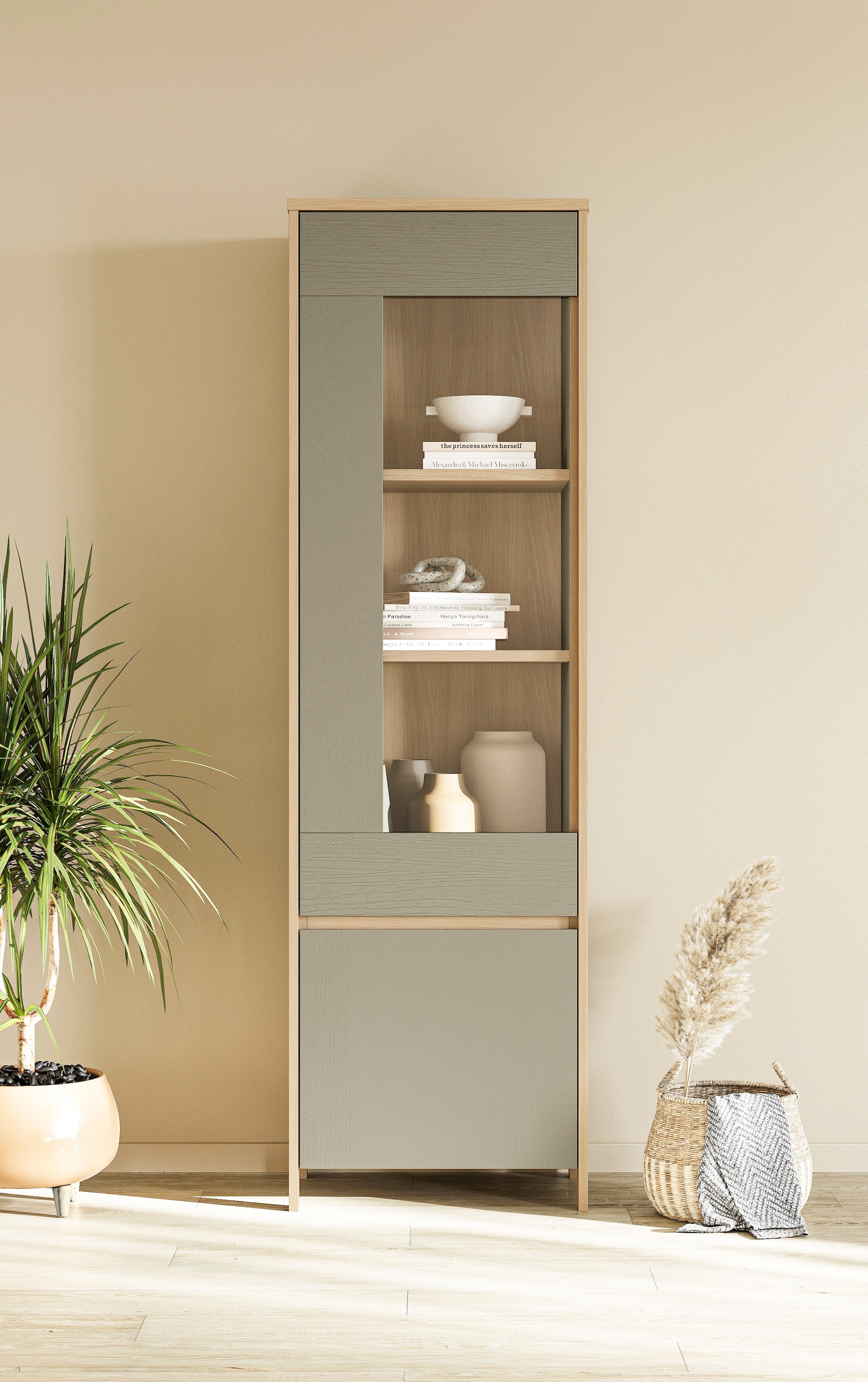 Home affaire Vitrine "Stranda, Hochschrank im Scandi-Style, moderne Glasvit günstig online kaufen