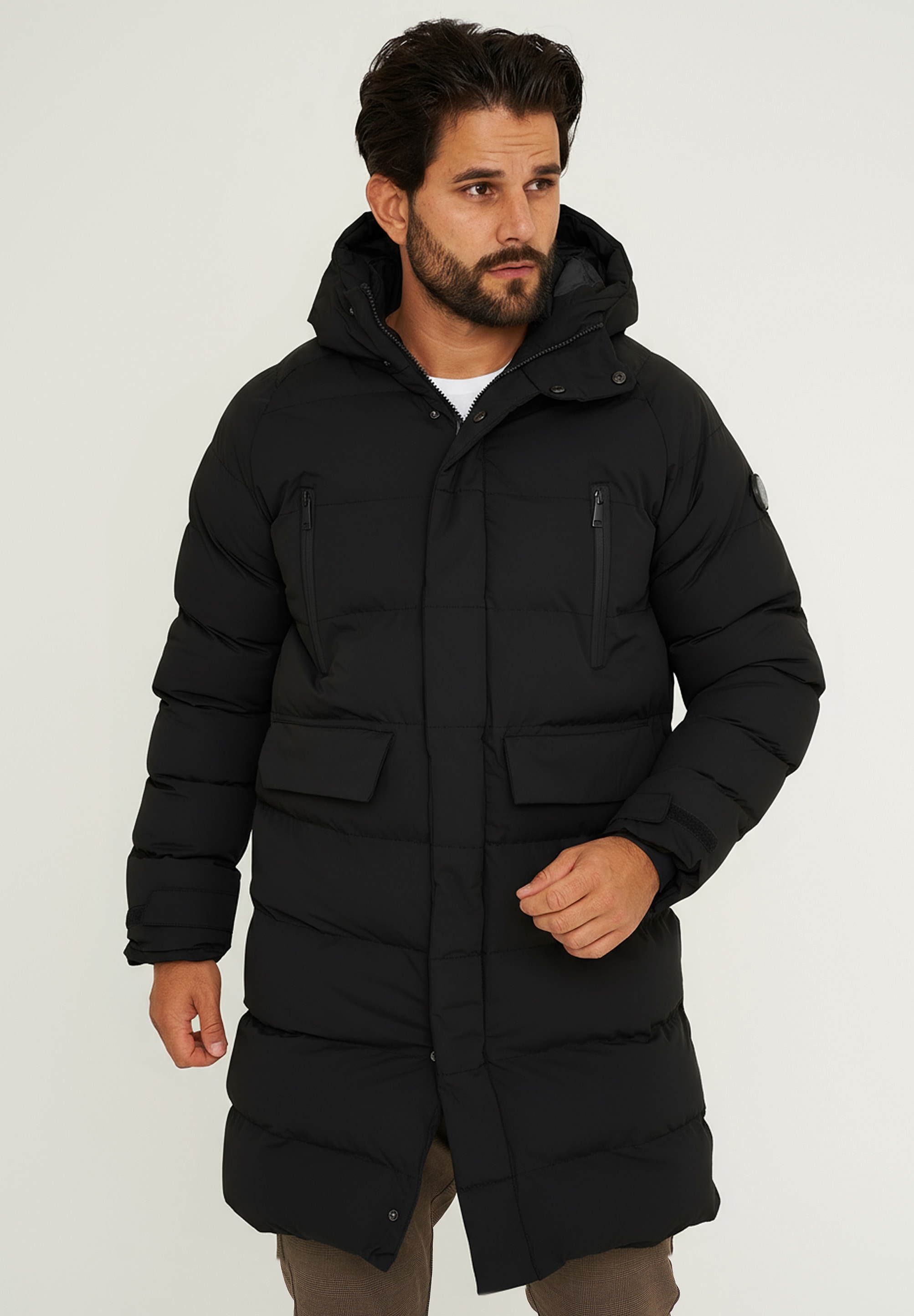 SOULSTAR Parka »Winterjacke als Langer Steppmantel - Winterparka« mit Kapuze Herren Winterjacke Wintermantel Steppjacke Pufferjacke mit Kapuze