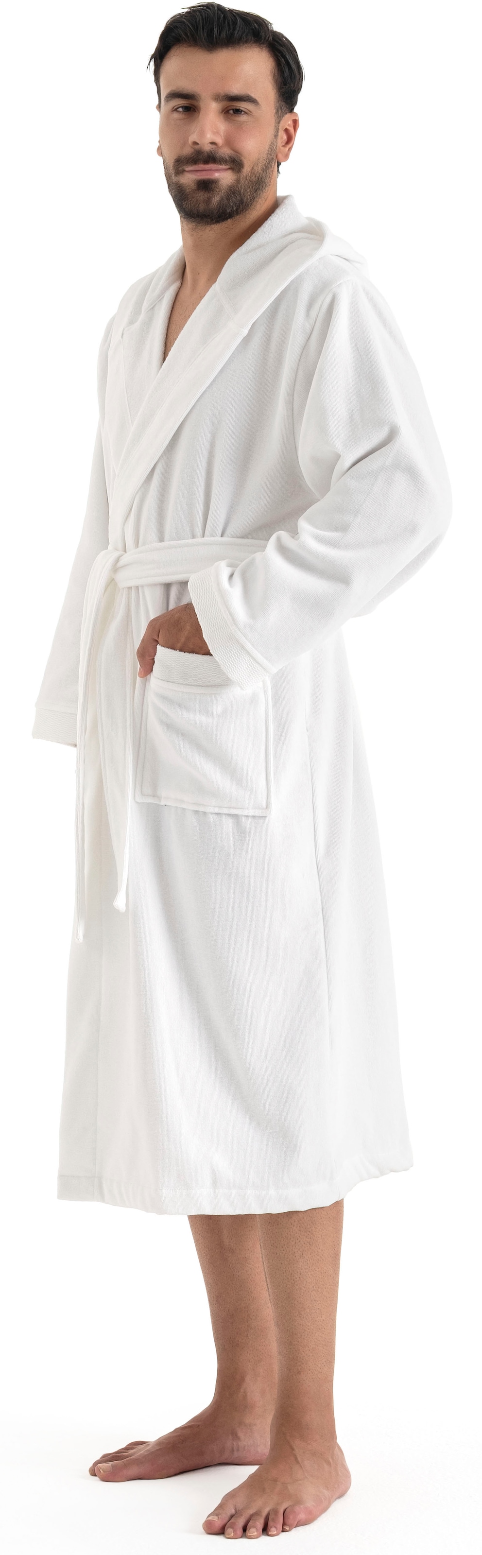 OTTO home Unisex-Bademantel »Fenya, 330 g/m², ideal für Sauna & Spa, Hotelbademantel, Morgenmantel«, (1 St.), Reißverschlusstaschen, weich mit GRATIS-Zugabe: 1x Duschtuch 70x140 cm