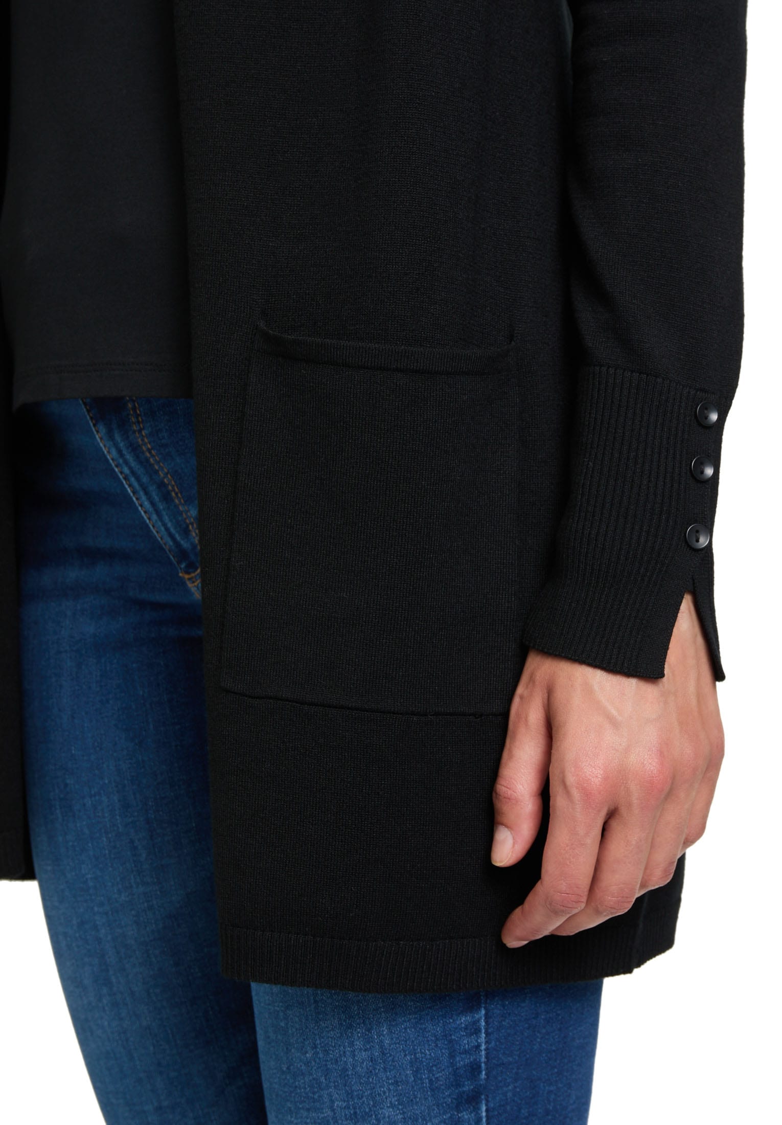 Betty Barclay Strickjacke »Betty Barclay Longstrickjacke mit Rippenstruktur«, Ärmelschlitz
