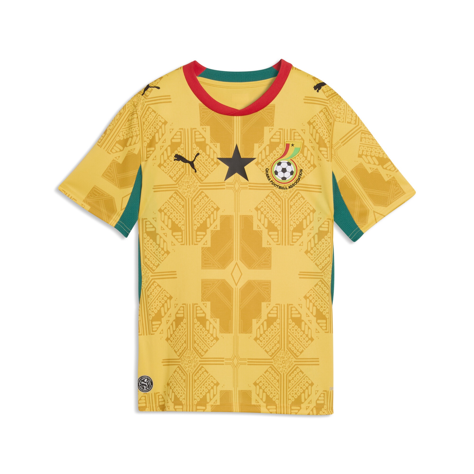 Trainingsshirt PUMA "Ghana 2026 Auswärtstrikot Jugendliche", Jungen, Gr. 140, sunny gelb archive gold, Obermaterial: 100% Polyester; Rippe: 100% Polyester; Einsatz: 100% Polyester, bedruckt, regular fit, Rundhals, Shirts