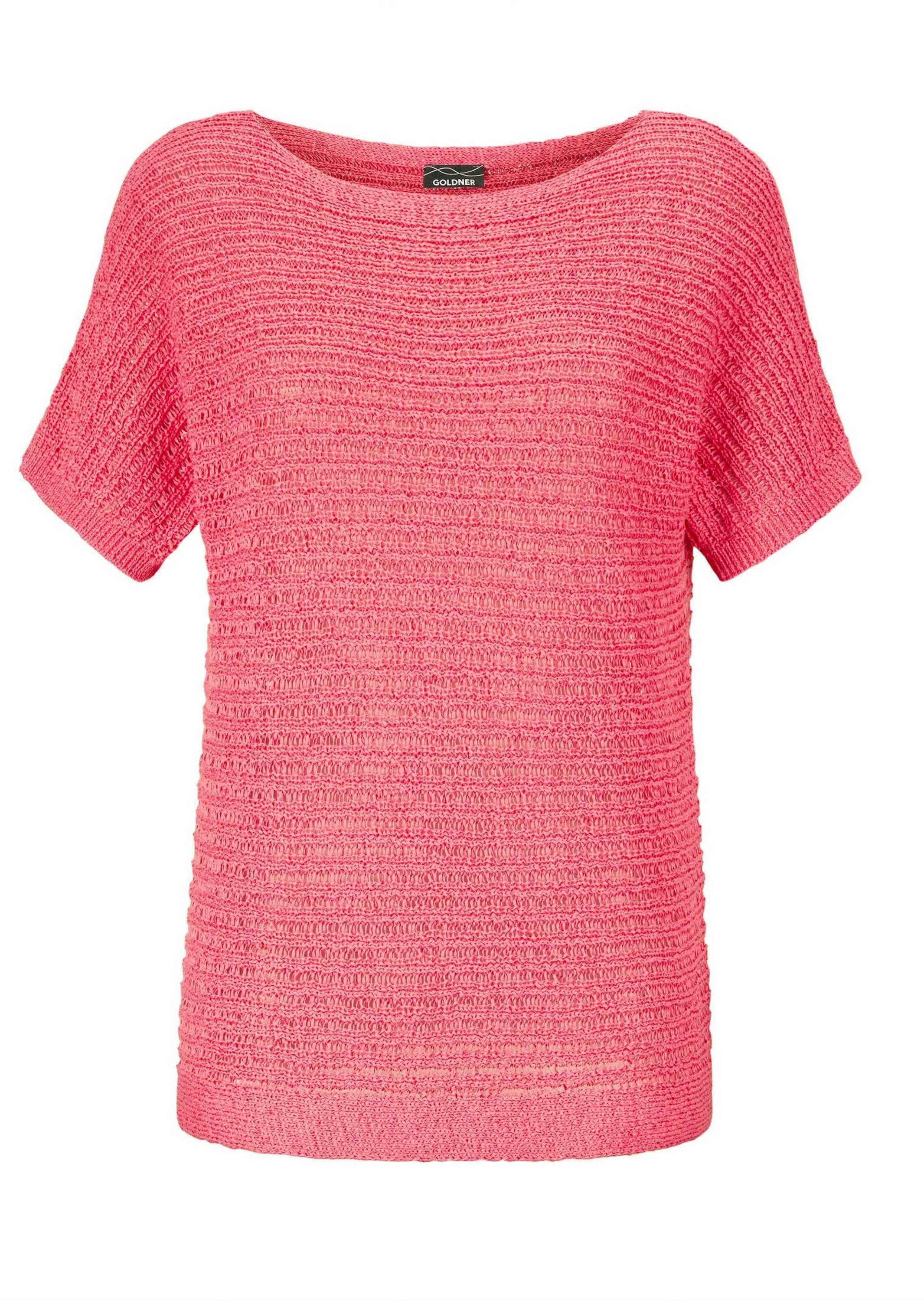 GOLDNER Rundhalspullover "Kurzarm-Pullover mit Rippen" Raffinierte Details
