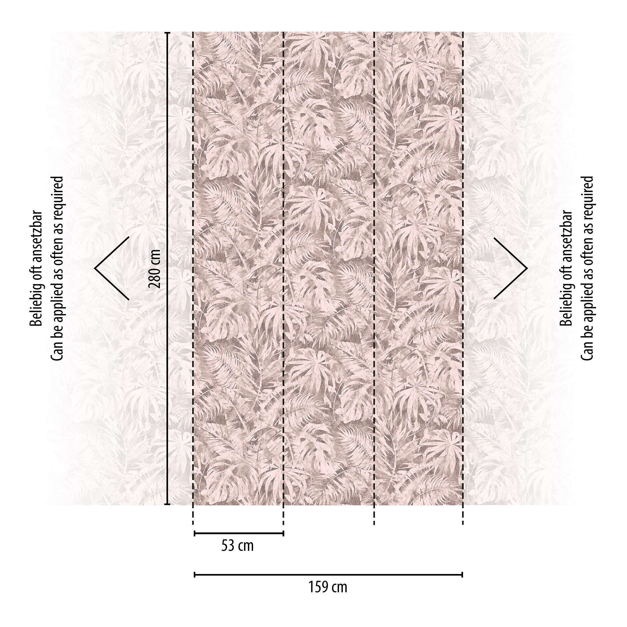 CosmoLiving by Cosmopolitan Vliestapete »Palma Pink Fototapete erweiterbar« matt strukturiert Botanisches Motiv in zartem Rosa