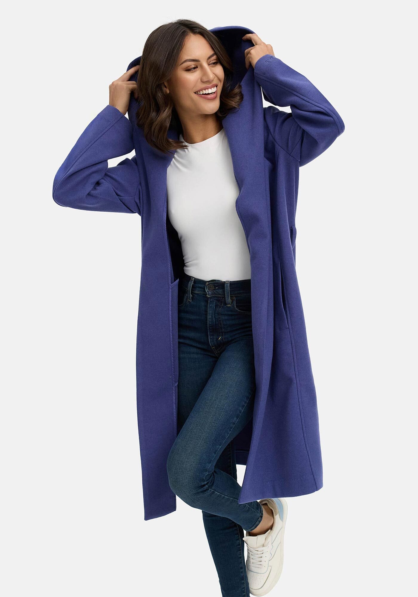 Marikoo Kurzmantel »Kailii«, Eleganter Wickel Mantel mit Taillengürtel und Oversized Hood Kapuze