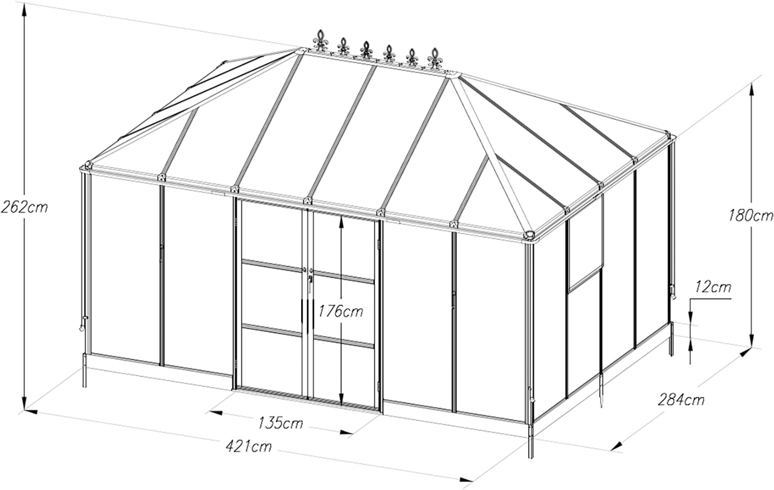WESTMANN Gewächshaus »Suprema XL Schwarz« 284x421x262cm