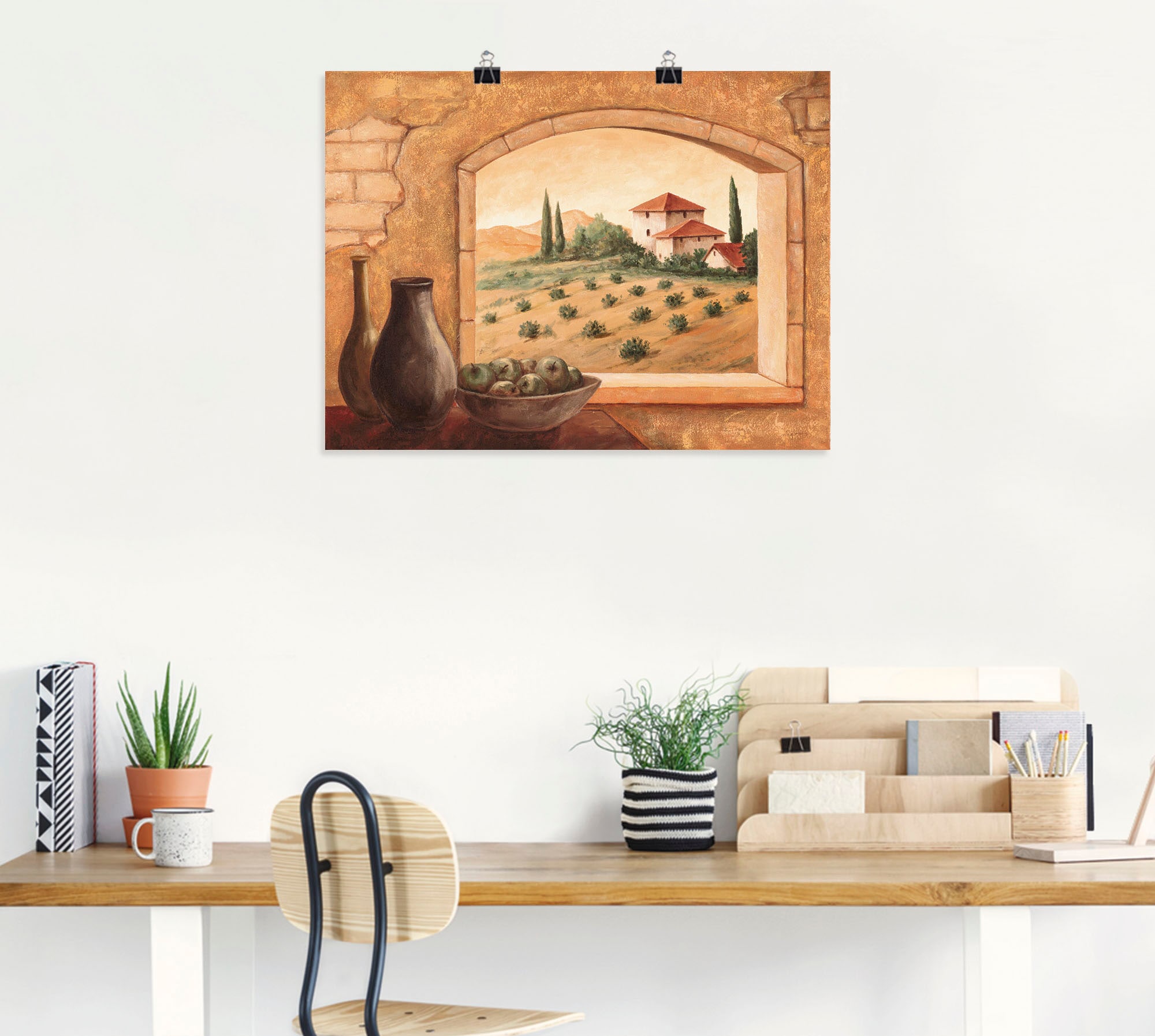 Artland Wandbild »Toskana«, Fensterblick, (1 St.), als Alubild, Outdoorbild, Leinwandbild, Poster in verschied. Größen