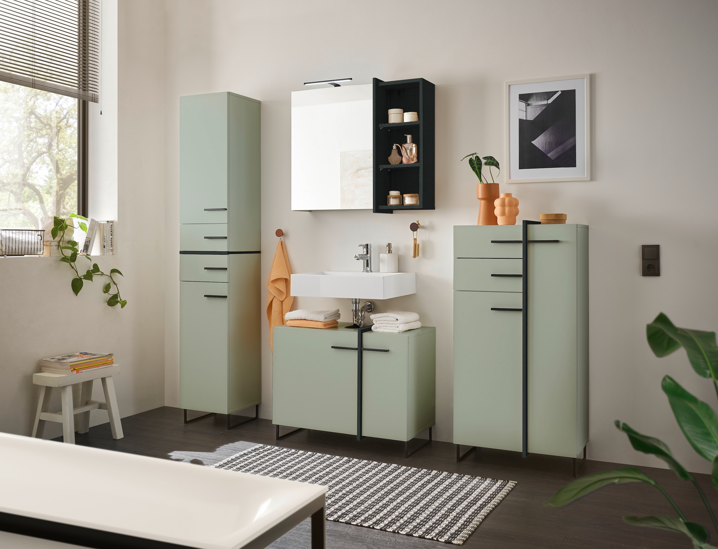 BASIC by Balculina Midischrank »Palermo, BxHxT 60x119x35 cm« 1 Stk. tlg. Breite 60cm, Softclose, Metallfüße