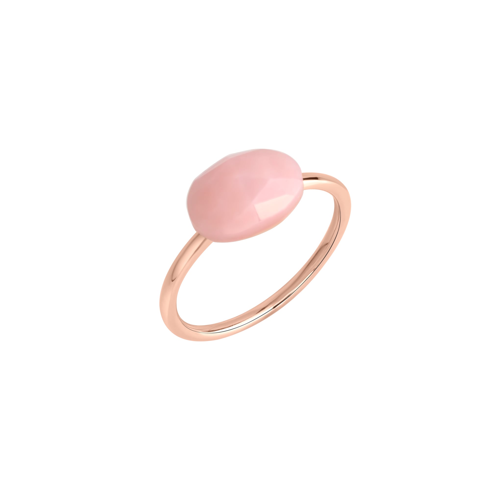 JAMELLI Damen Fingerring "Silber 925 rosé-vergoldet mit einem pinken Opal 10x7mm", 058 (18,5), 1,7, Silber 925 (Sterlingsilber), rot, Silber 925