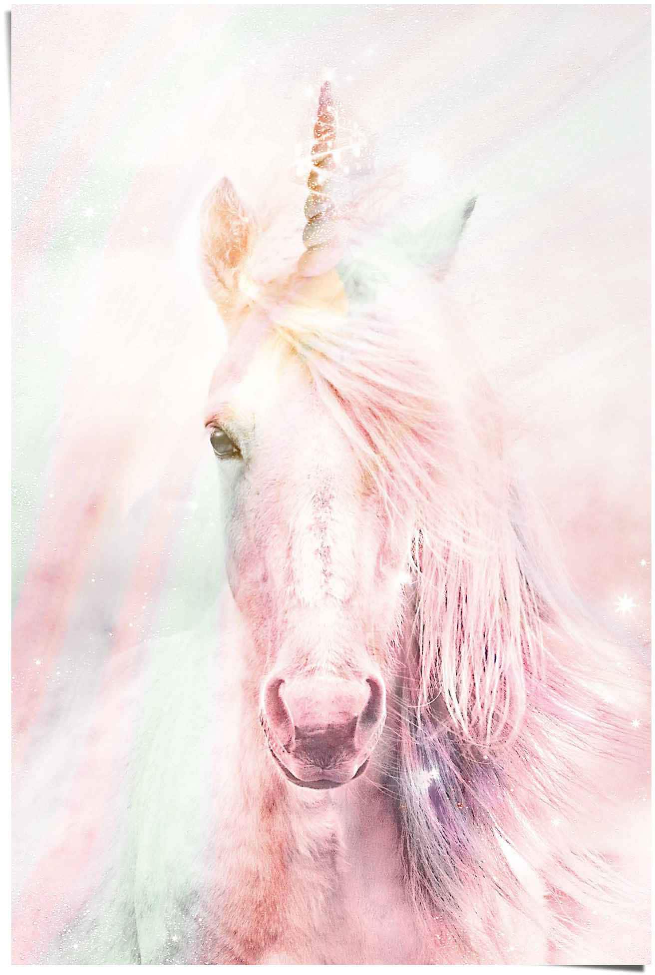 Reinders Poster "Poster Magisches Einhorn Farbenfroh - Fantasie - Pferd" Ei günstig online kaufen