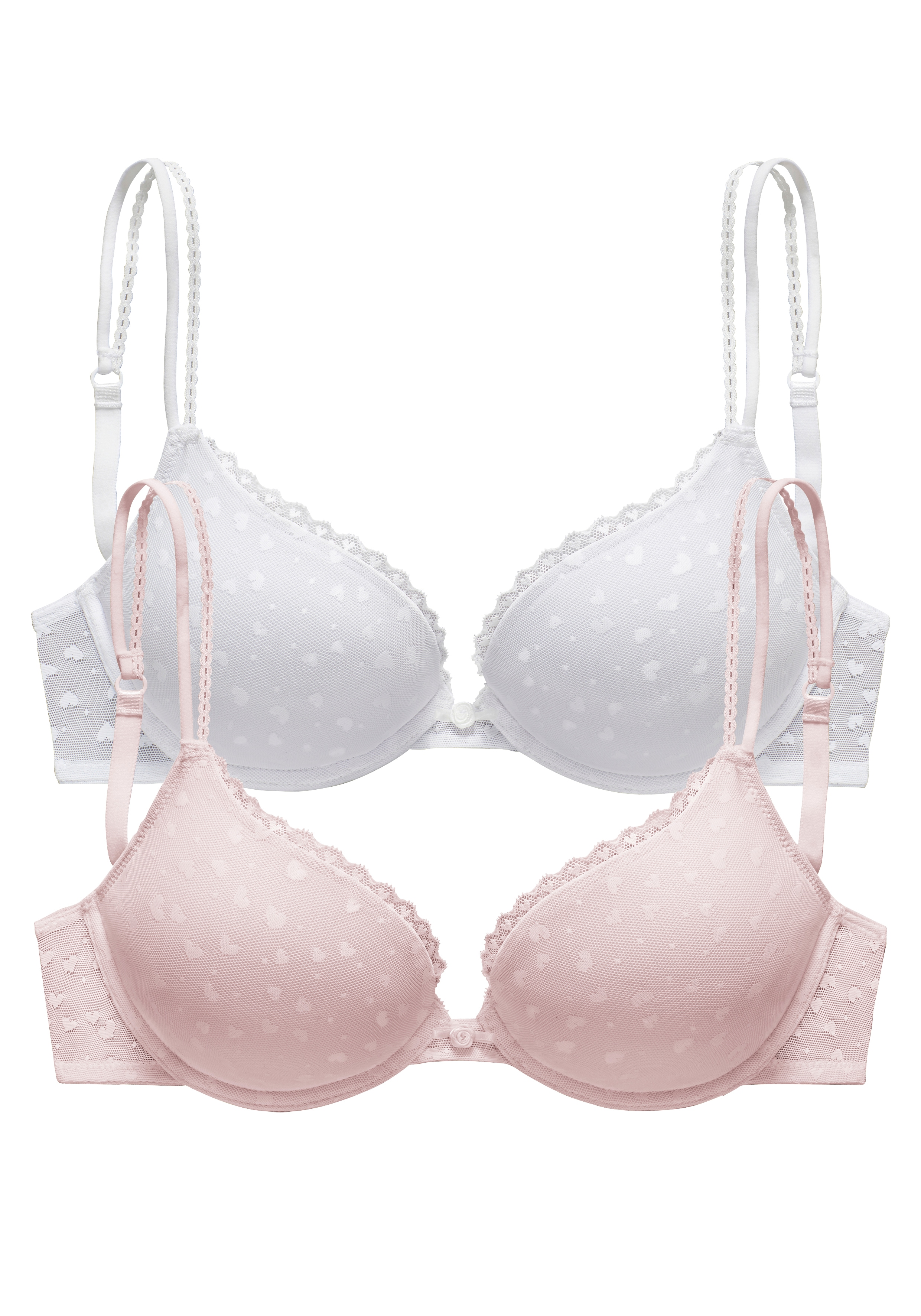 petite fleur by Lascana Push-up-BH Packung, aus süßem Herzchen-Mesh mit edlen Spaghettiträgern, sexy Dessous