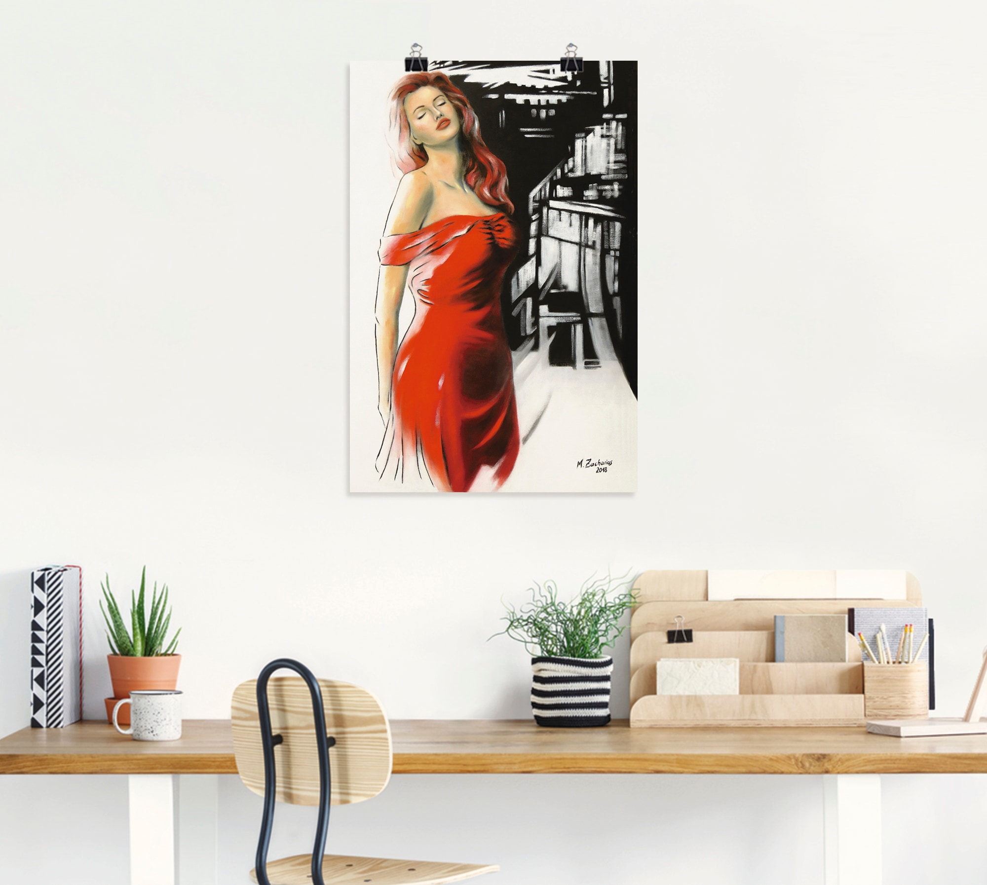 Artland Wandbild »Schönheit im roten Kleid«, Frau, (1 St.), als Alubild, Outdoorbild, Leinwandbild, Poster, Wandaufkleber
