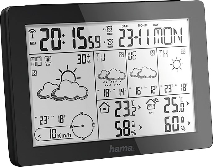 Hama Wetterstation "Wettervorhersage-Center "Meteotime", Schwarz Wetterstation"