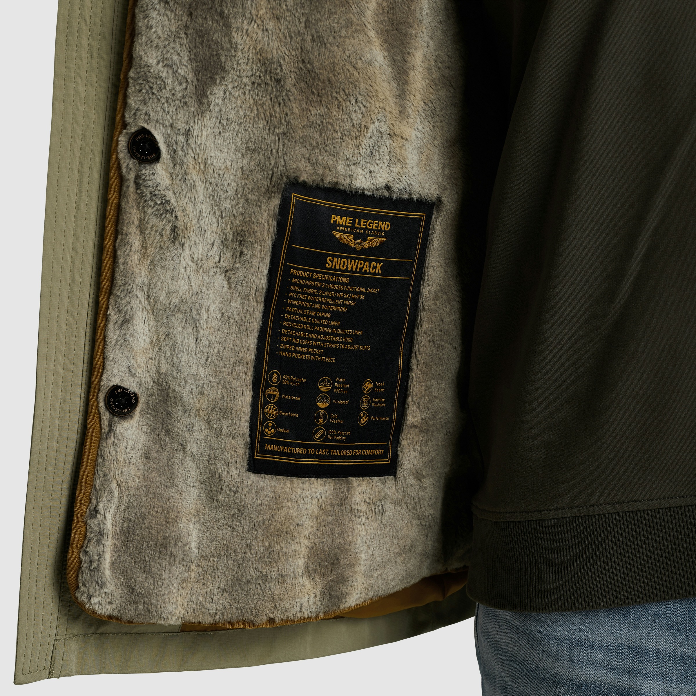 PME LEGEND Winterjacke mit Kapuze Herausnehmbares Fellimitat