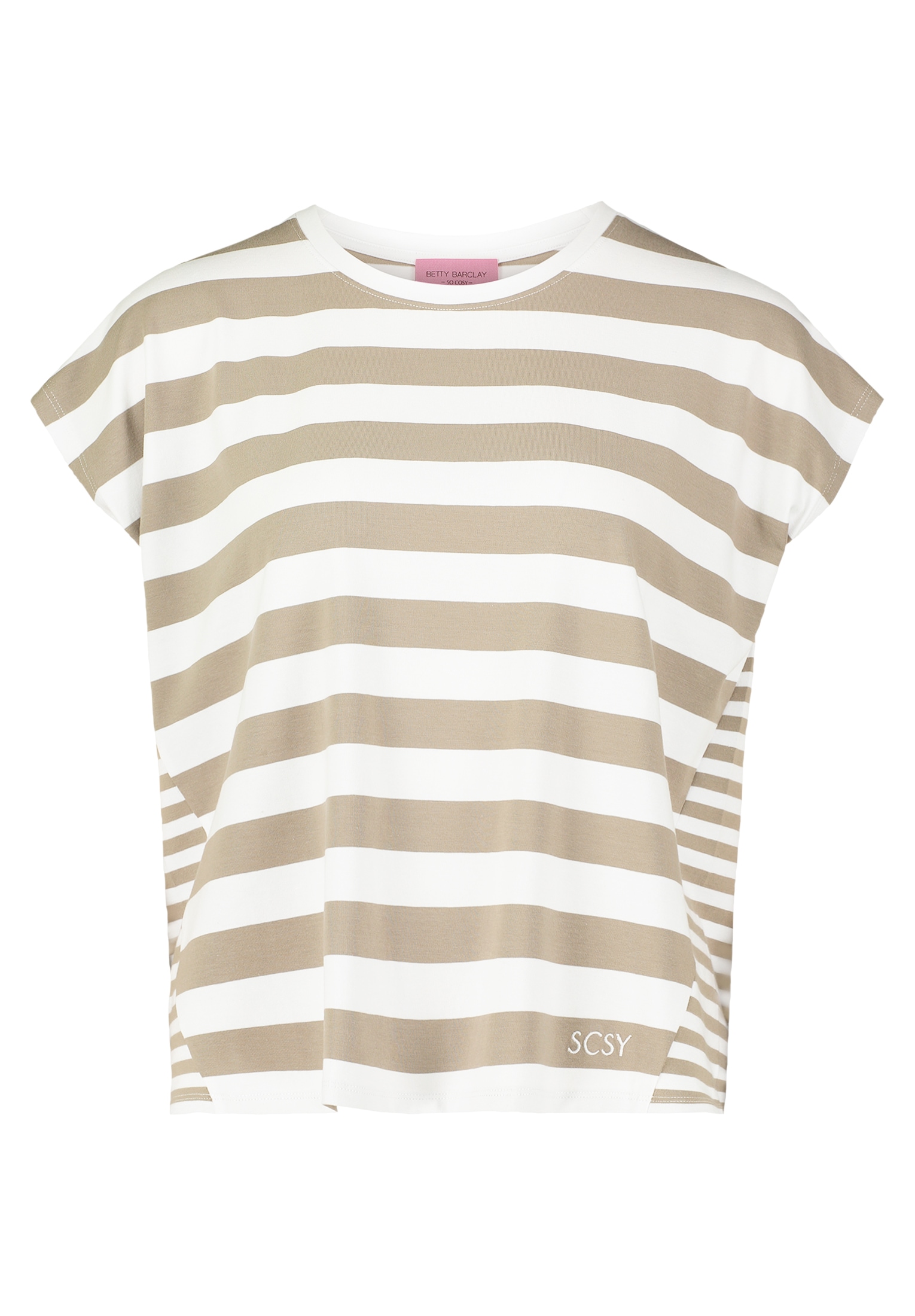 Betty Barclay Kurzarmshirt »Betty Barclay Basic Shirt mit Streifen«, (1 tlg.), Materialmix